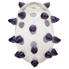 Murano Glass Rostrato Vase, Hand-Blown Purple Beaks, Mid-Century