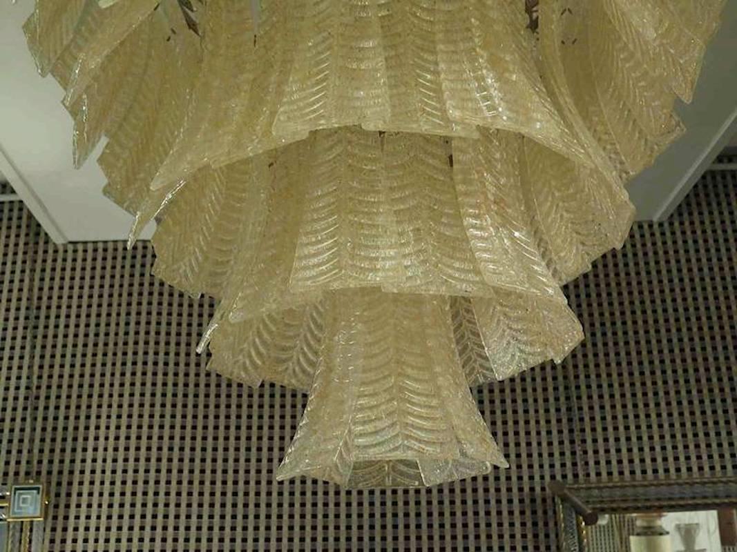 Murano Glass Round Gold Color Mid-Century Chandelier, 1970 For Sale 1