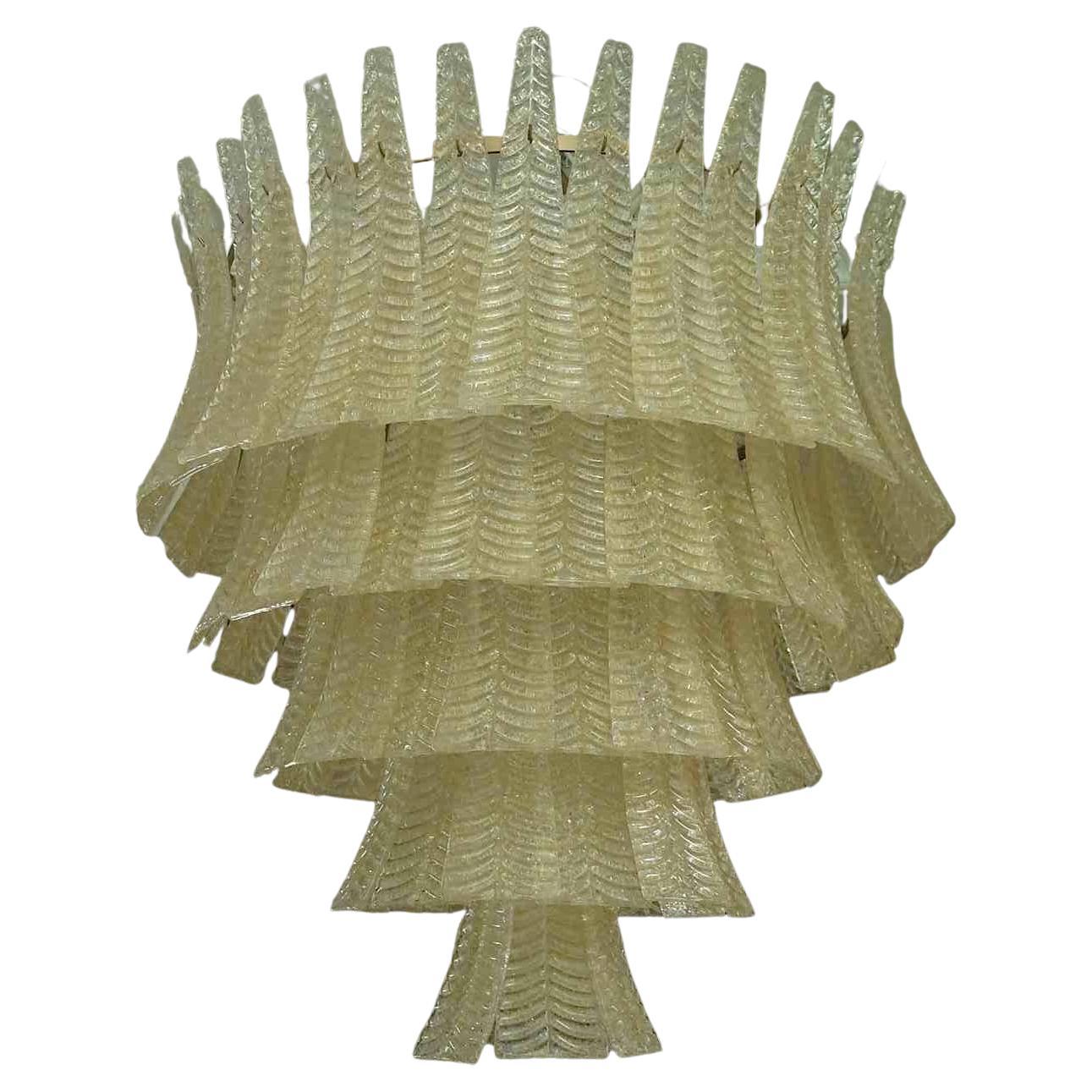 Murano Glass Round Gold Color Mid-Century Chandelier, 1970