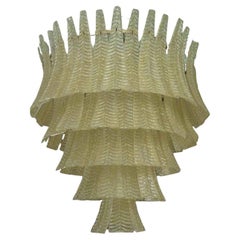 Lustre et pendentif du milieu du siècle dernier en verre de Murano rond de couleur or, 1970