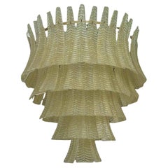 Murano Glass Round Gold Color Mid-Century Chandelier and Pendant, 2020