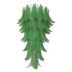 Murano Glass Round Green Color Mid-Century Chandelier, 1980