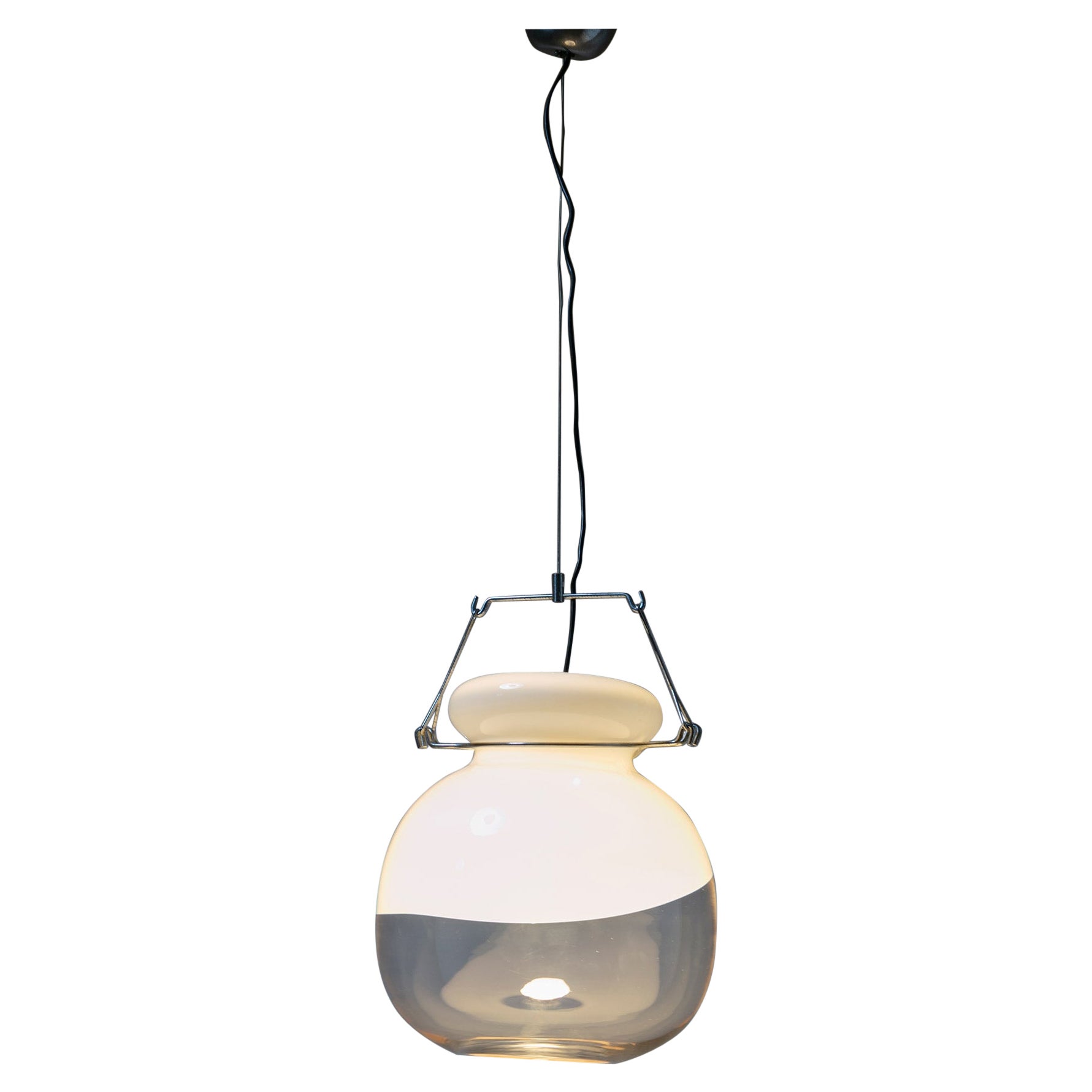 Lampada a sospensione rotonda in vetro di Murano di Toni Zuccheri per VeArt. Italia, anni '70 in vendita
