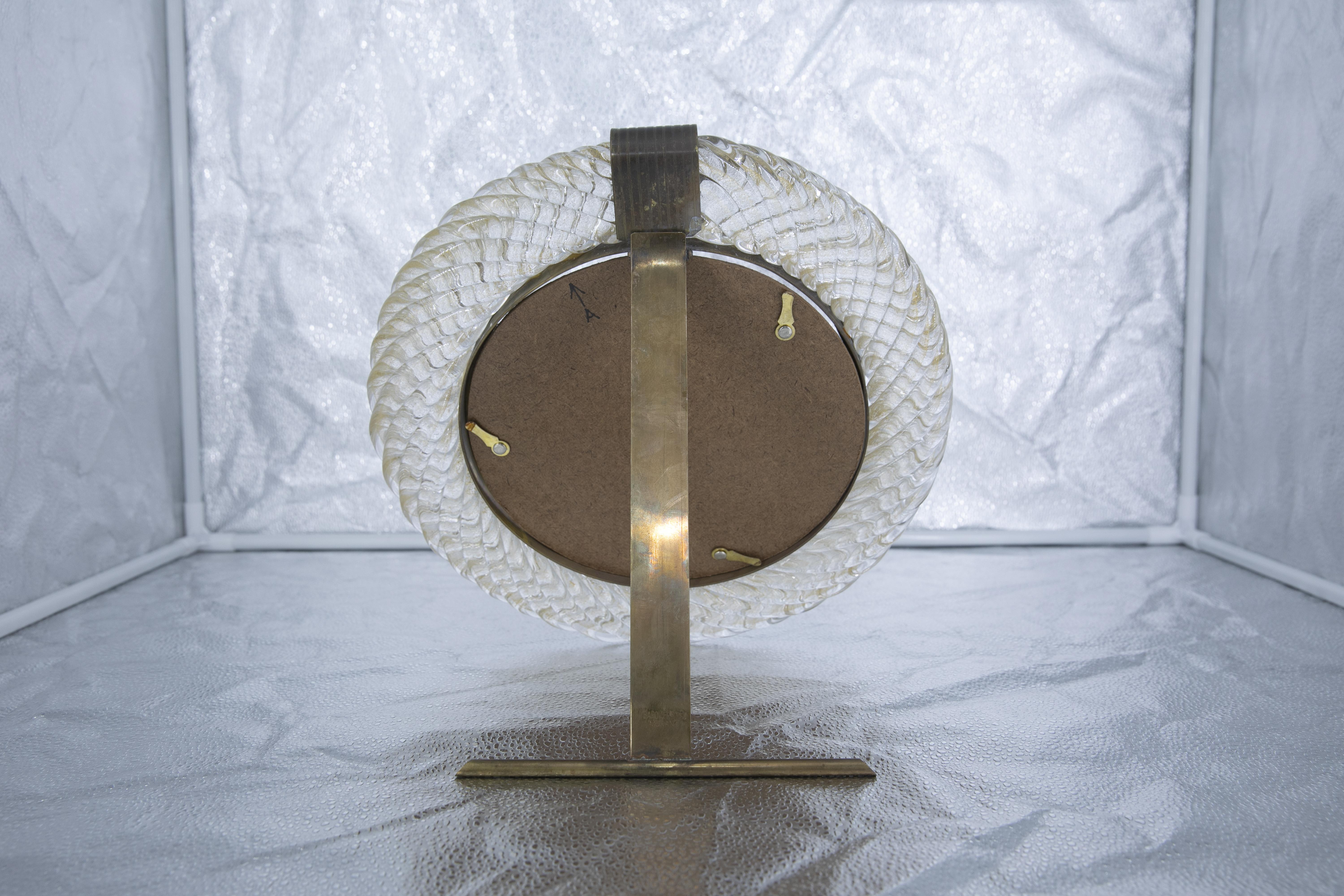 Murano Glass Round Picture Frame, Barovier & Toso Furnace, Made in Italy, 1980s In Good Condition In Pambio Noranco, CH