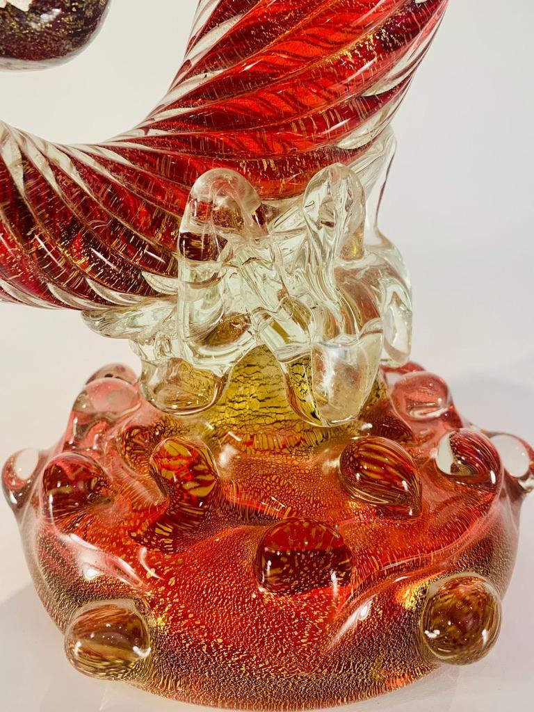 Incredible and large Murano glass rubi with gold circa 1950 