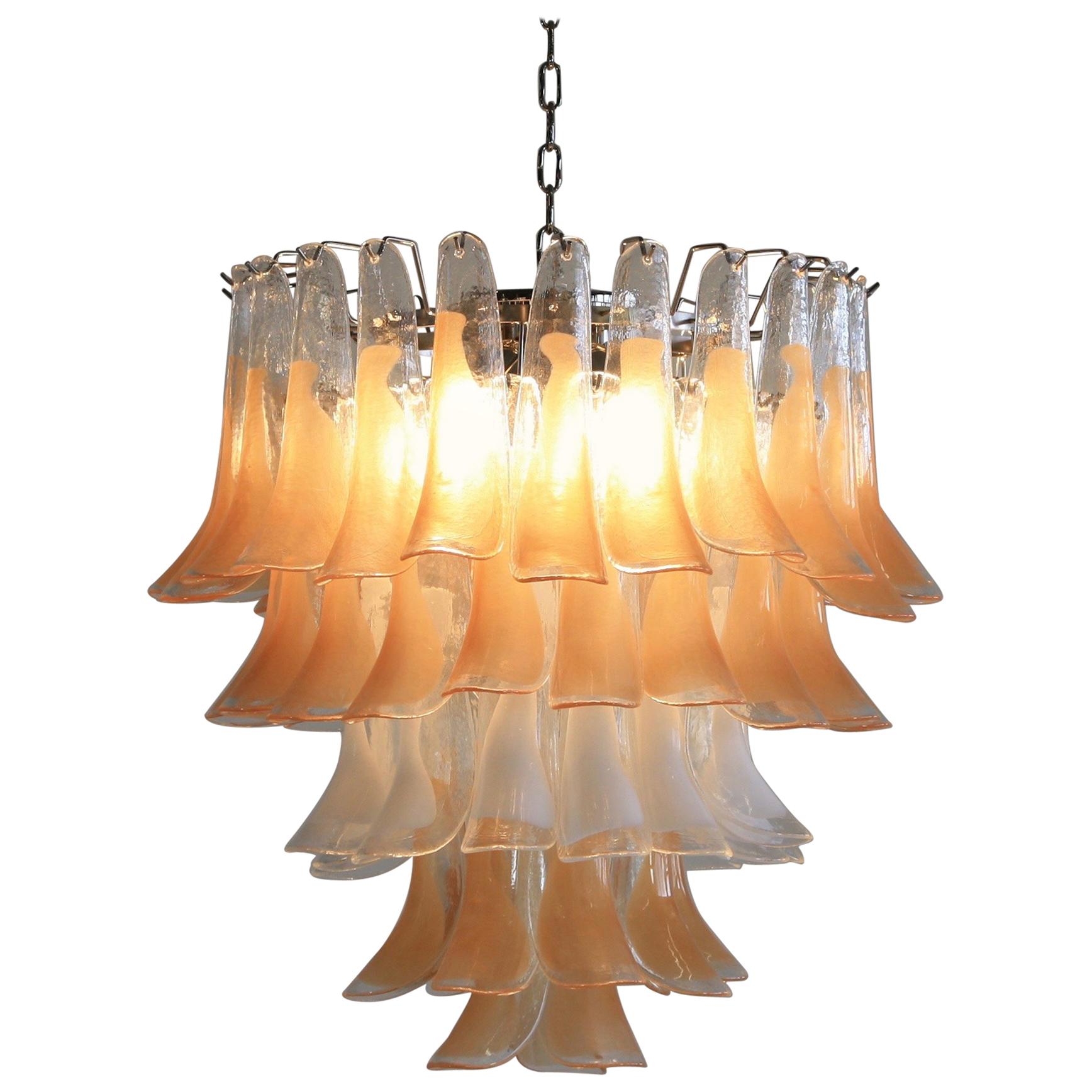 Murano Glass Saddle Form Chandelier 'Peach and White'