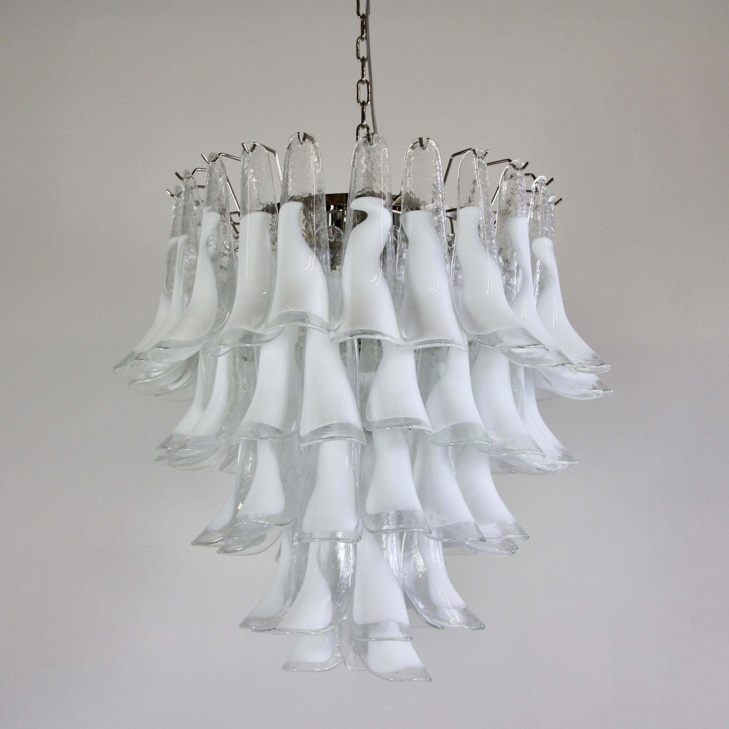 Late 20th Century Murano Glass Saddle Form Chandelier 'White'