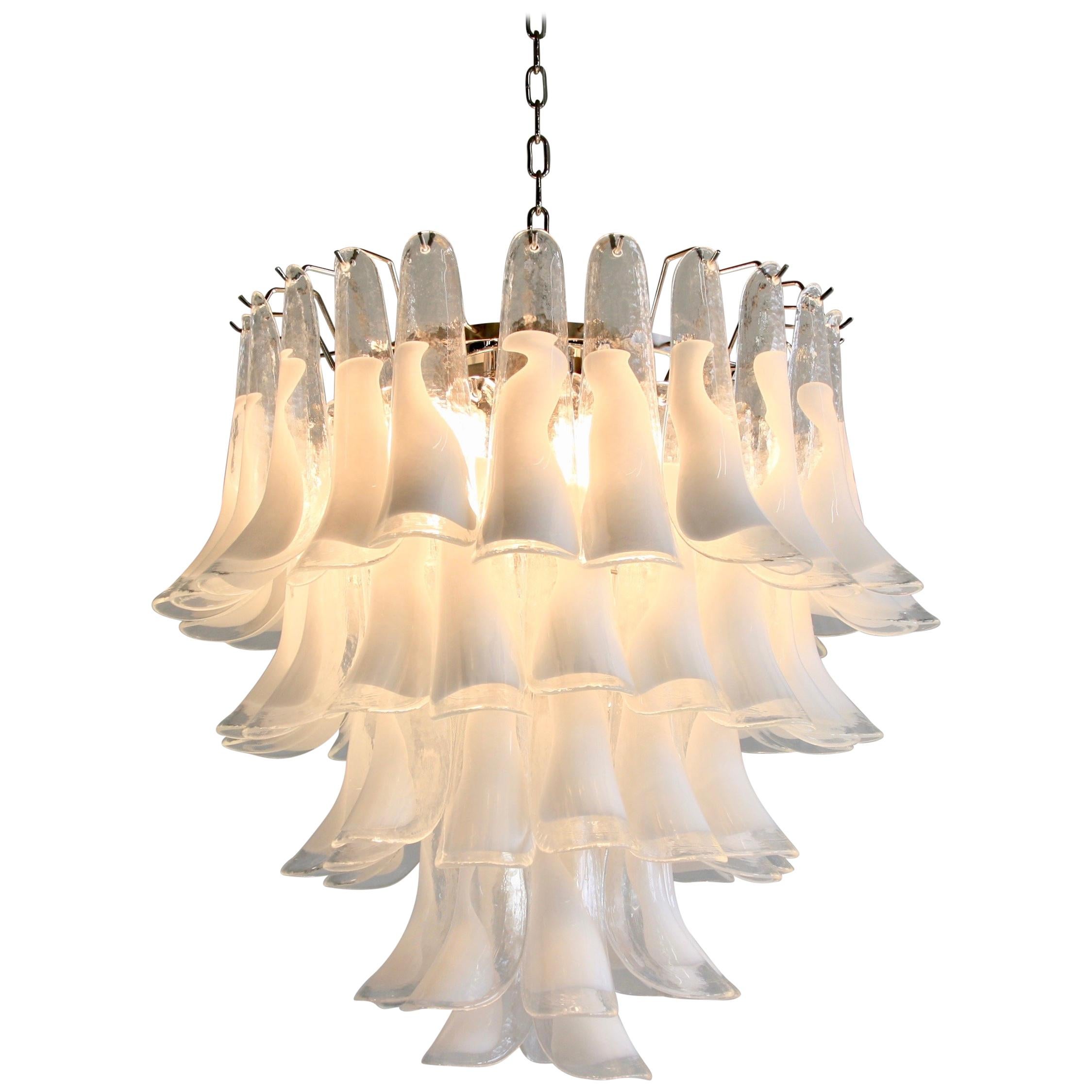 Murano Glass Saddle Form Chandelier 'White'