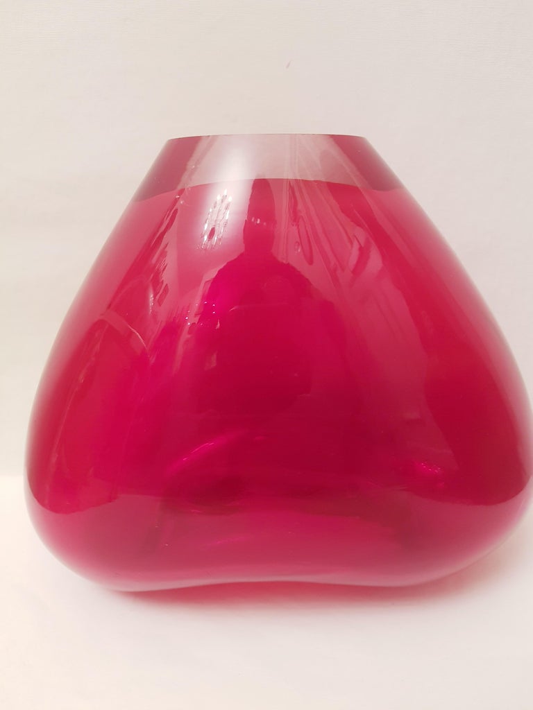 Murano Glass Salviati Red Glass Heart Vase In Excellent Condition For Sale In Grantham, GB