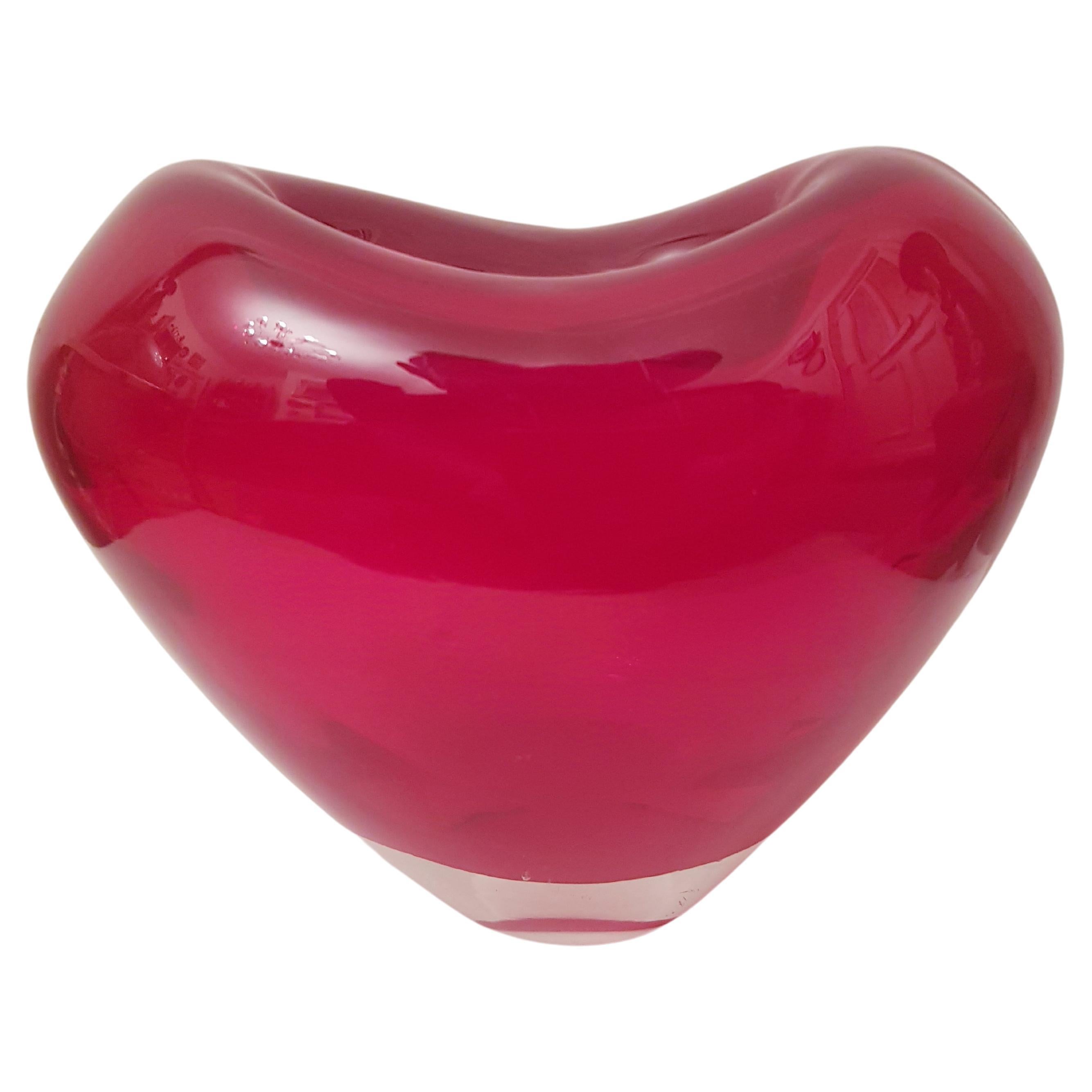 Murano Glass Salviati Red Glass Heart Vase