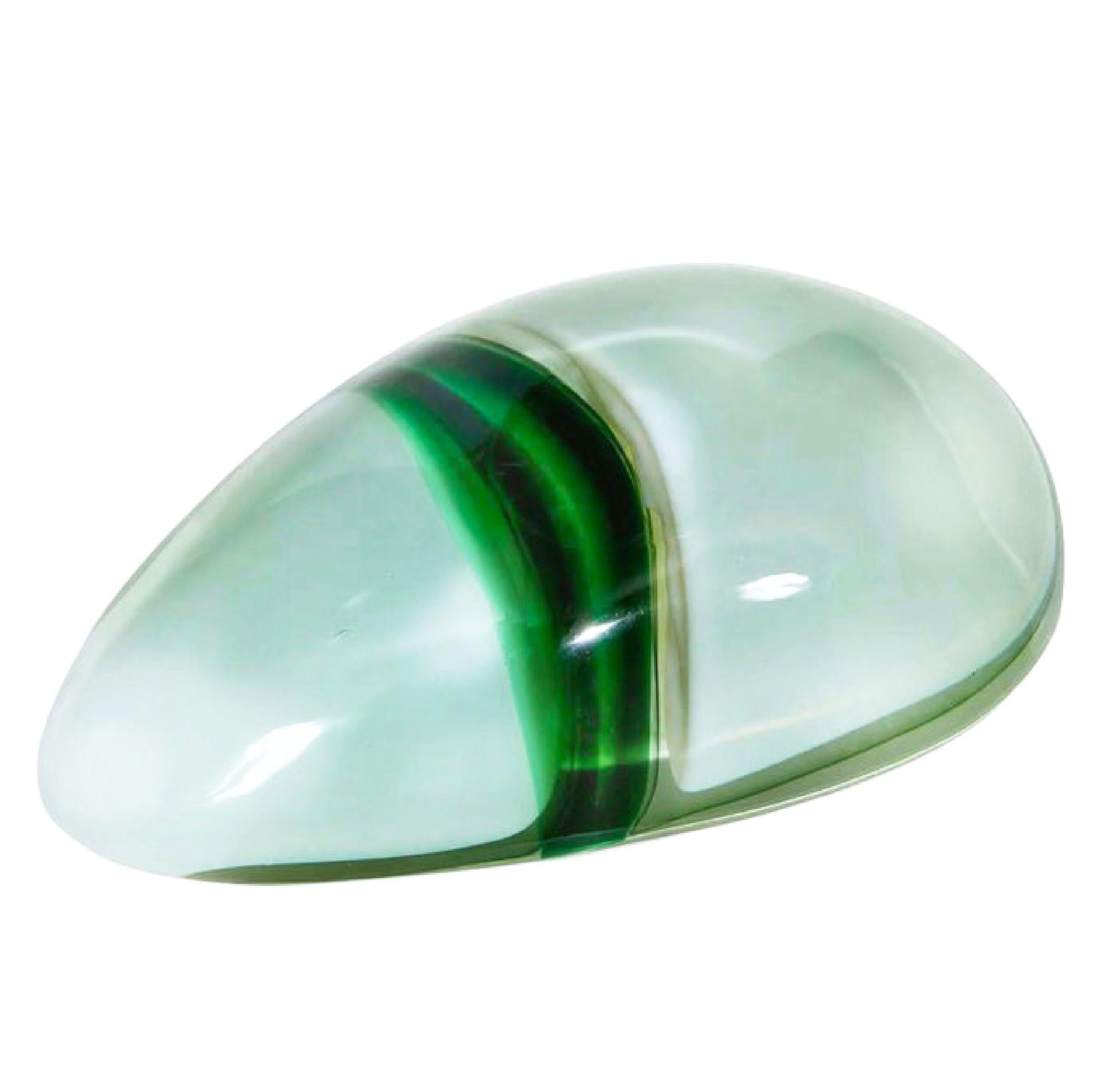 Mid-Century Modern Murano Glass Sasso Stone Bowl, Renato Toso for Fratteli Toso, Italy, Green For Sale