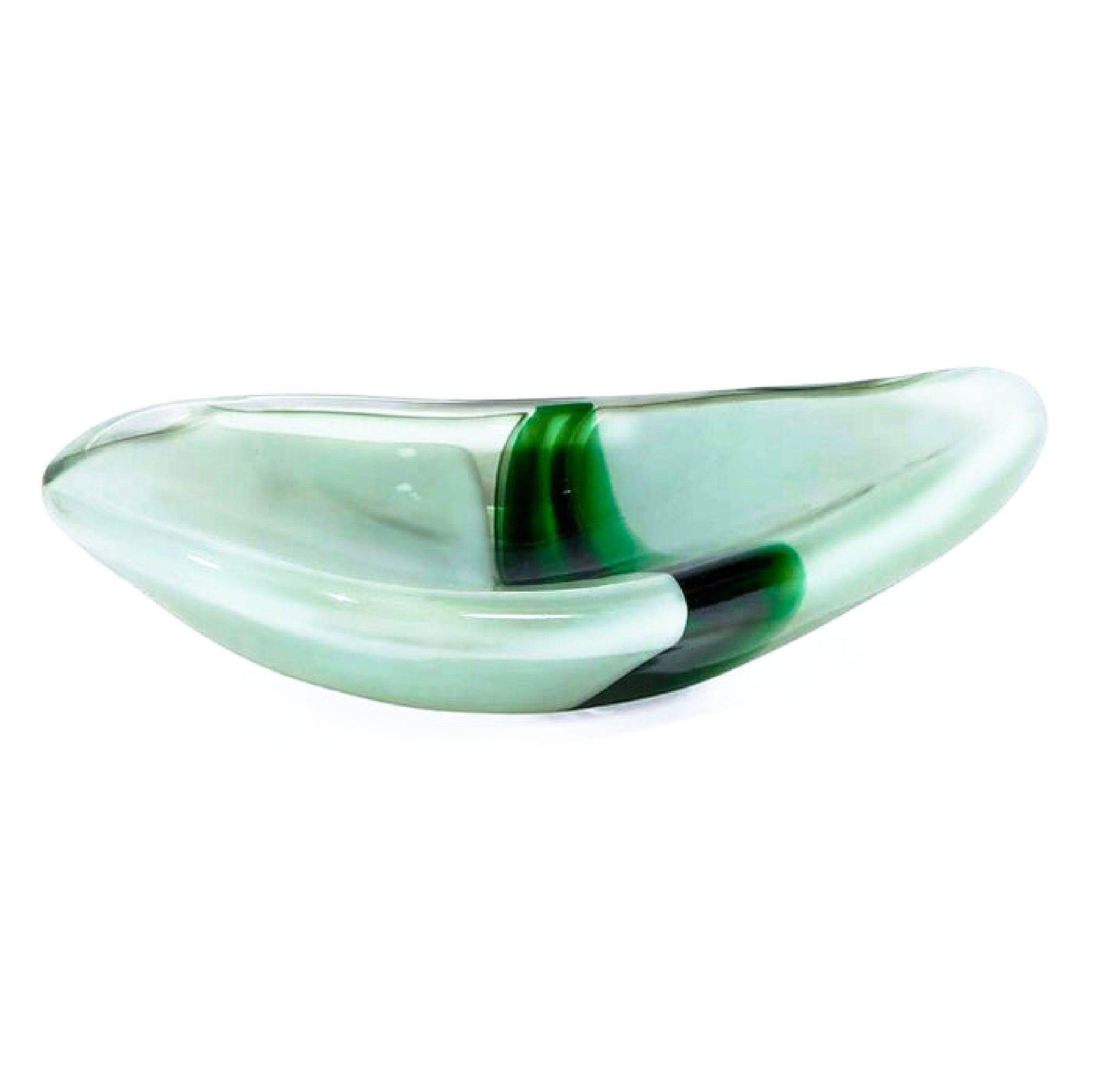 Italian Murano Glass Sasso Stone Bowl, Renato Toso for Fratteli Toso, Italy, Green For Sale