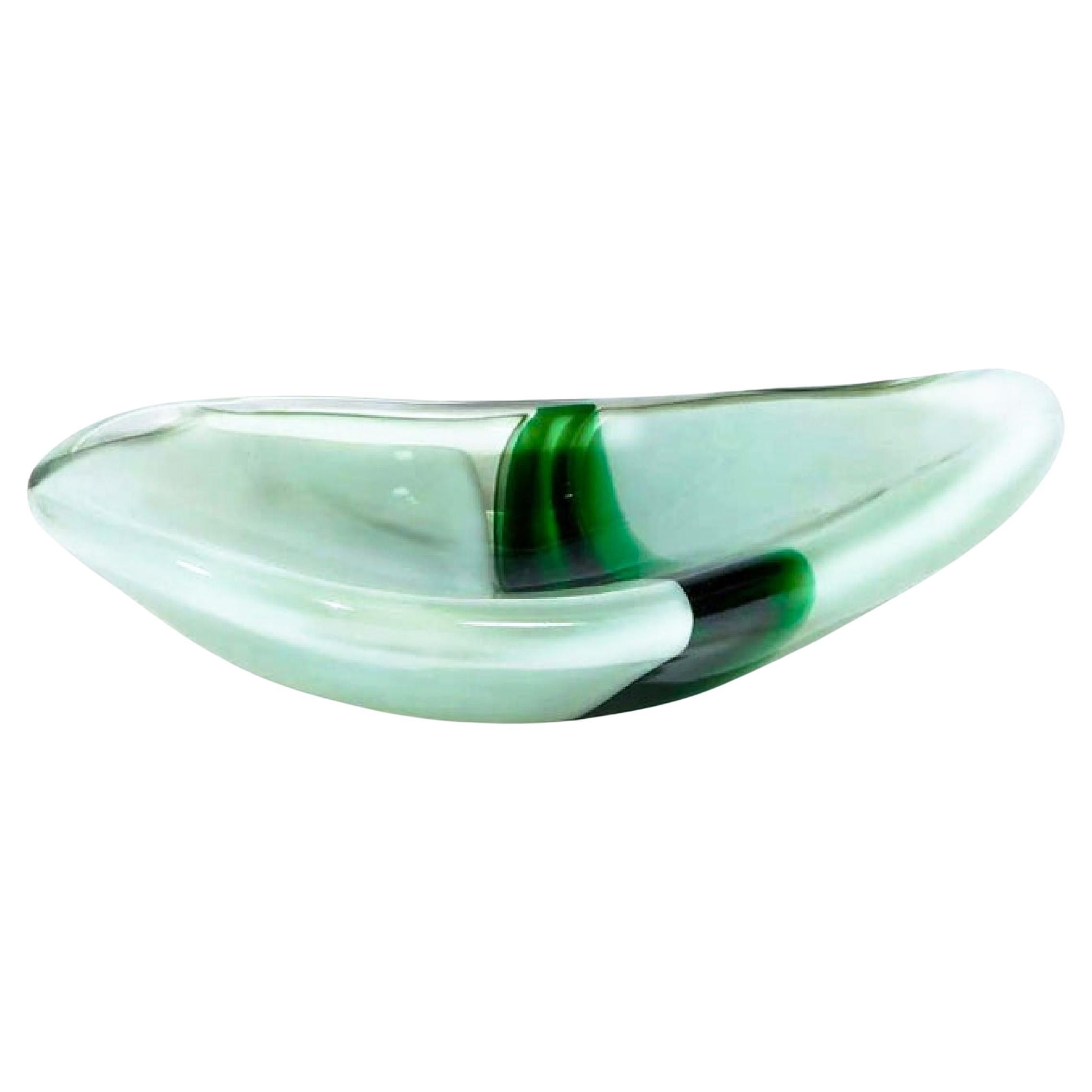 Murano Glass Sasso Stone Bowl, Renato Toso for Fratteli Toso, Italy, Green For Sale