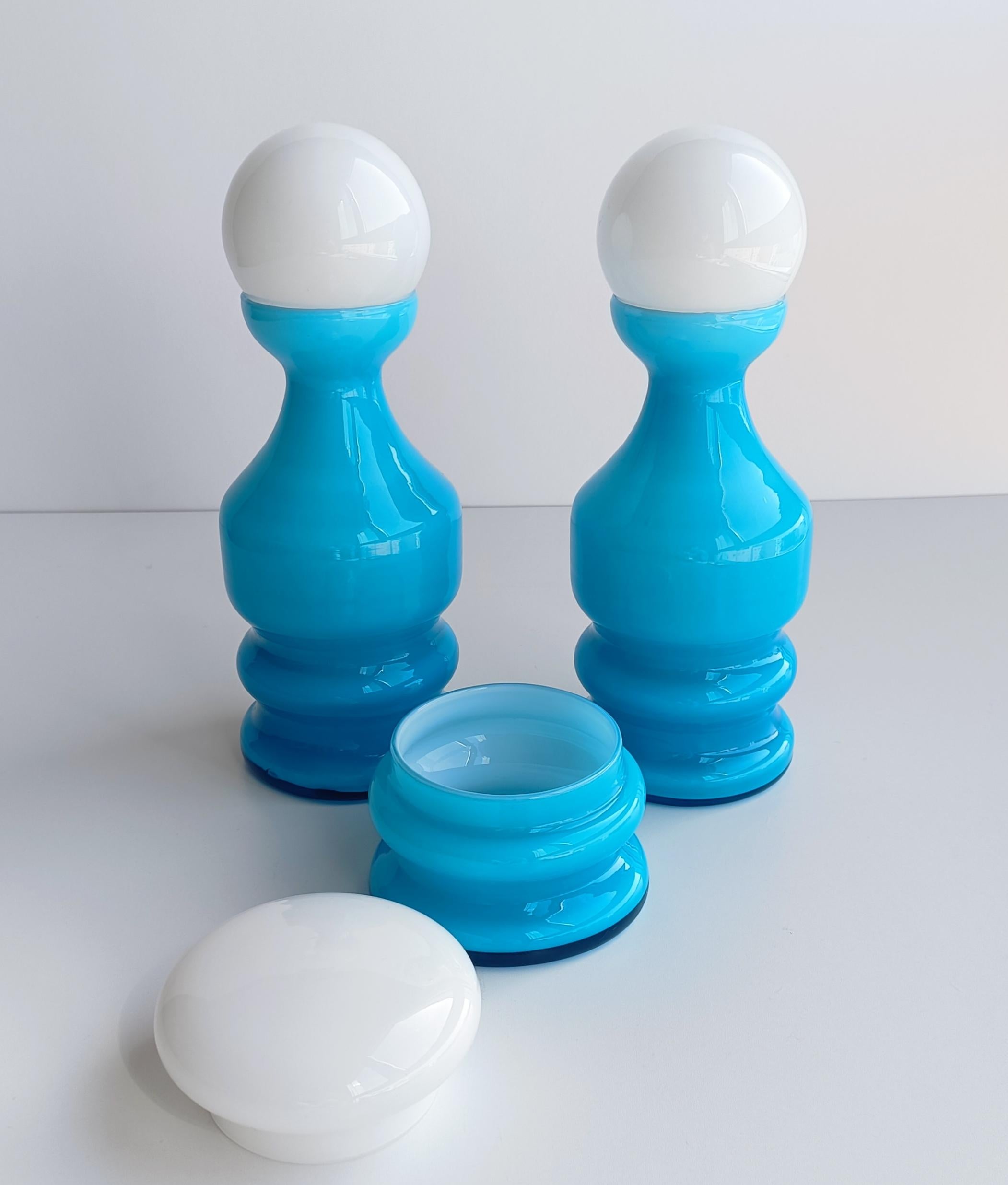 Murano Glass Scandinavian Style Hooped Vases Toilet Set of Three, Italy, 1960s In Excellent Condition For Sale In Valencia, VC