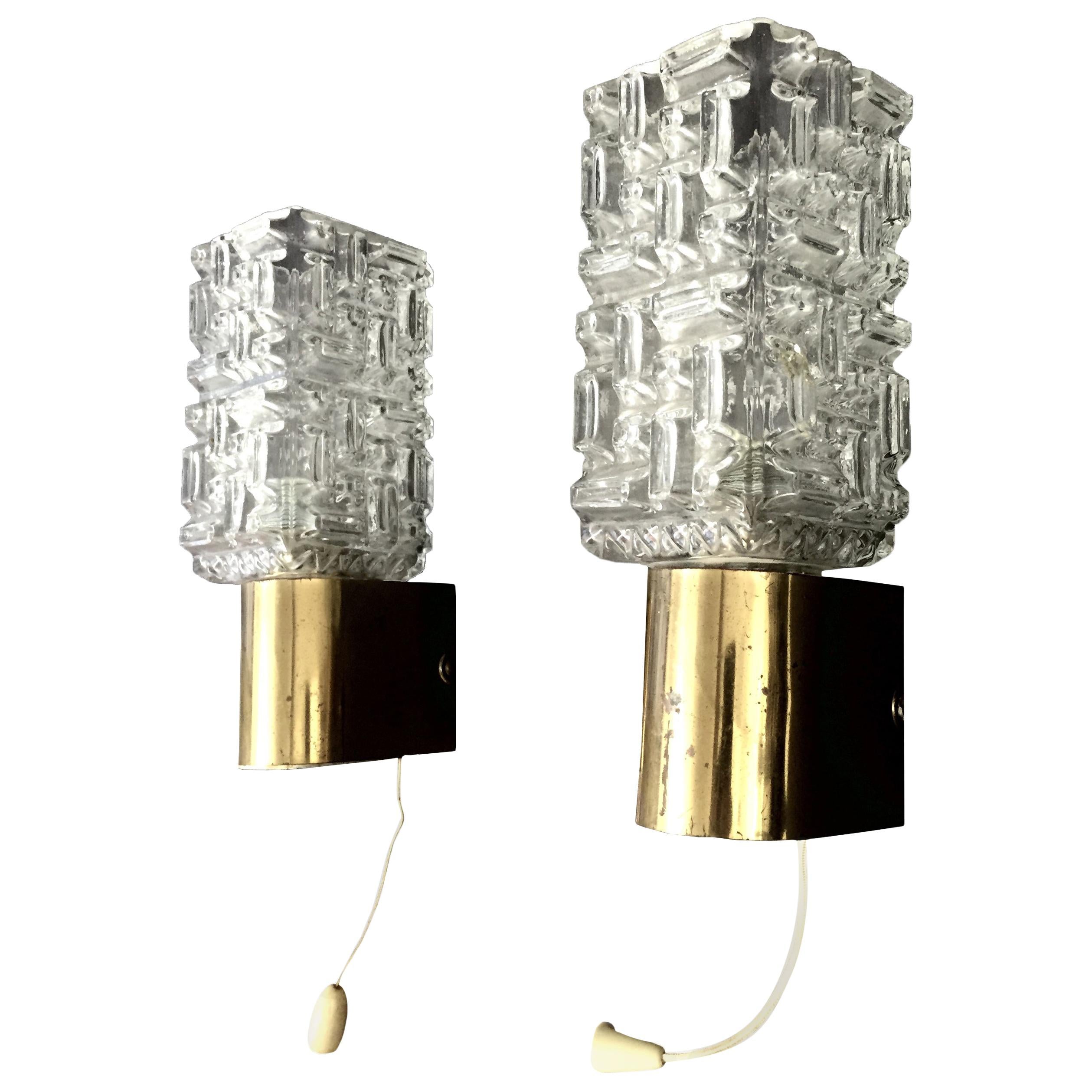 Murano Glass Sconce, Brass fitting, Pair For Sale