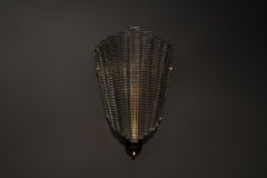 Hand-Blown Murano Glass Sconce, Brass Accents, Modern Italian Design