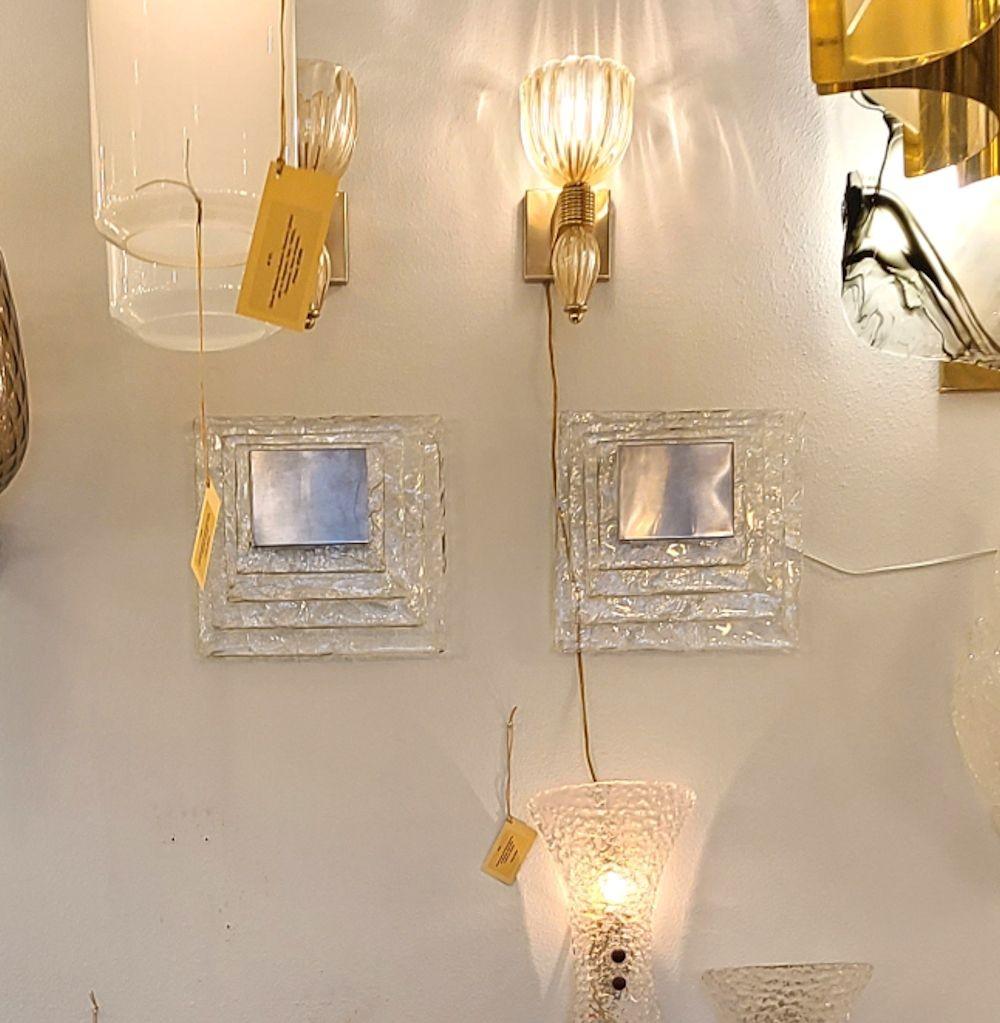 Mid-Century Modern Murano Glass Sconces by Mazzega - a pair For Sale