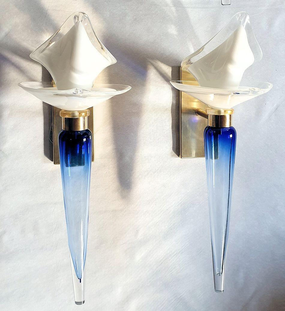 Mid-Century Modern Paire d'appliques en verre de Murano par Seguso en vente