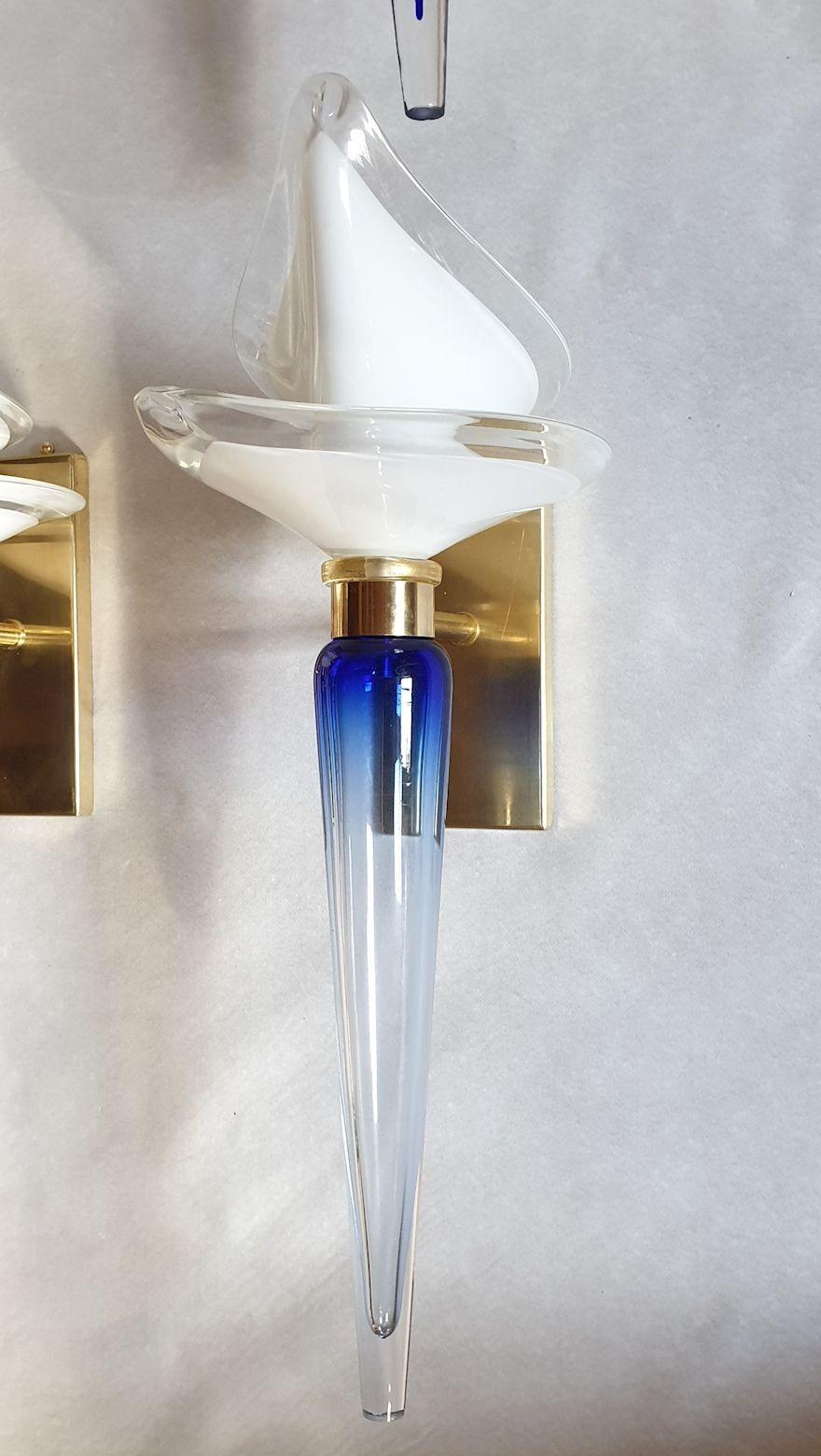 Murano Glass Sconces by Seguso - a pair In Excellent Condition For Sale In Dallas, TX