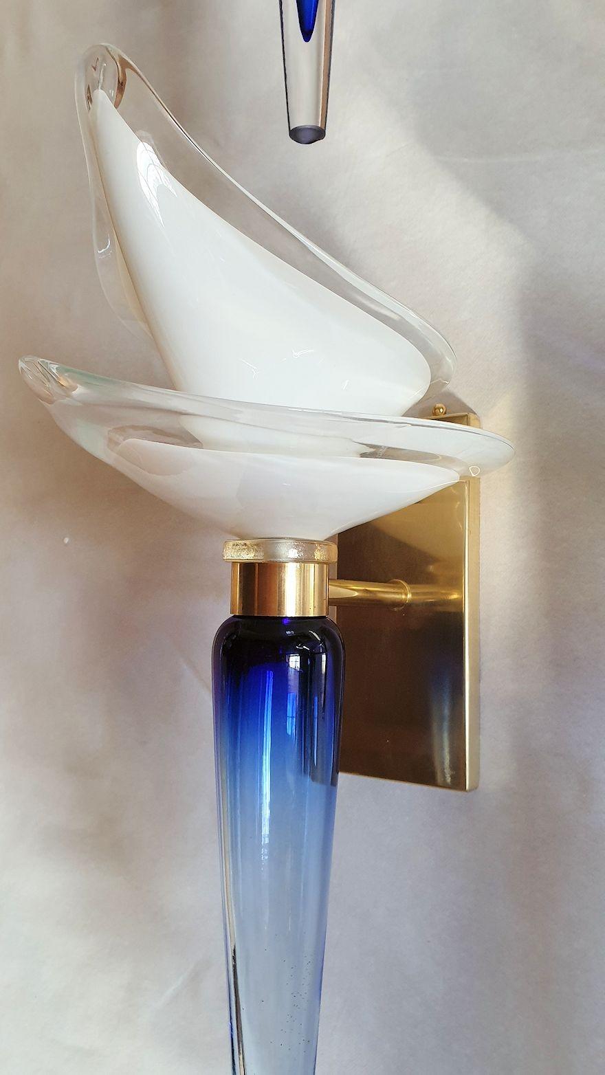Fin du 20e siècle Paire d'appliques en verre de Murano par Seguso en vente
