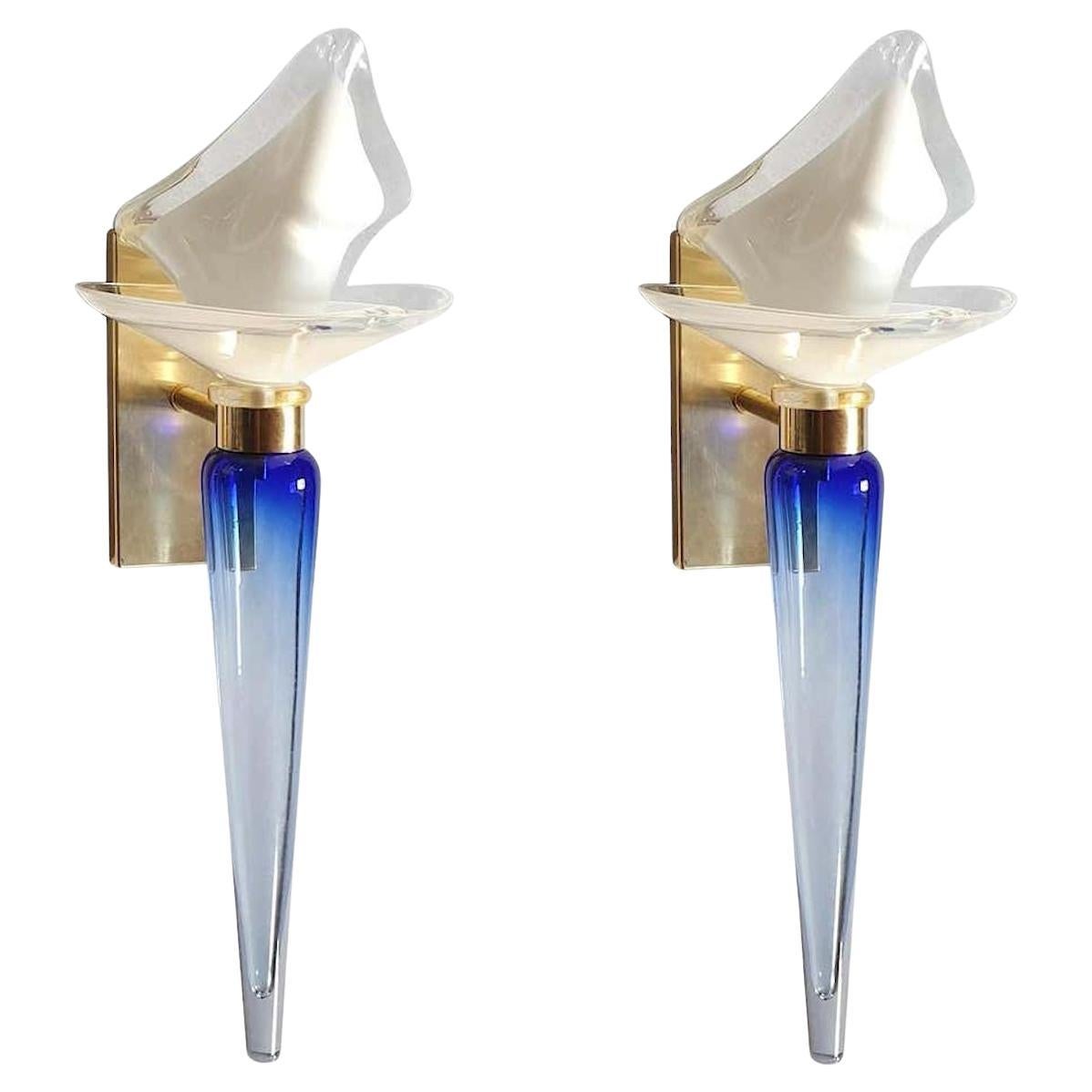 Murano Glass Sconces by Seguso - a pair For Sale