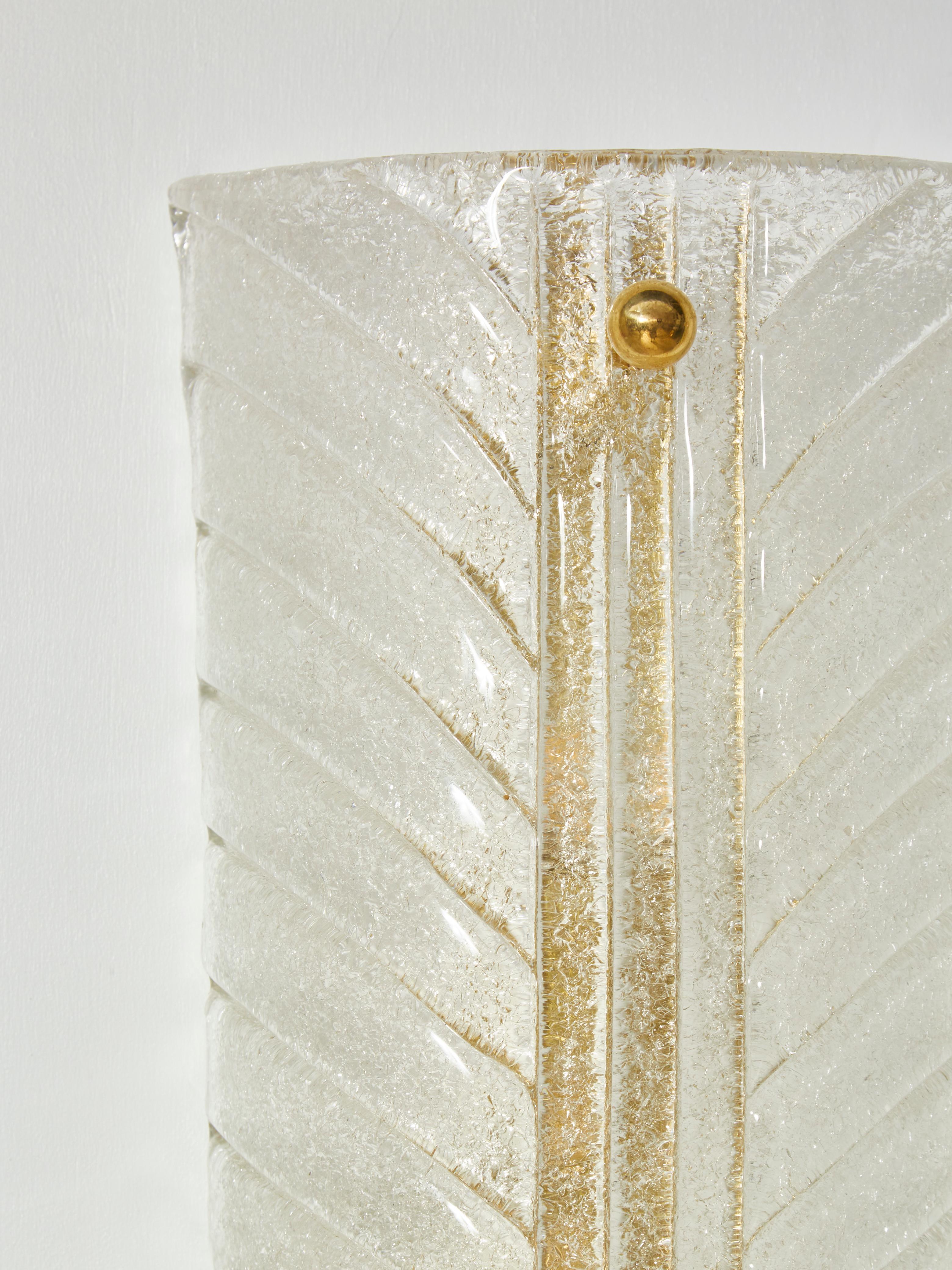 Brass Murano Glass Sconces by Studio Glustin For Sale