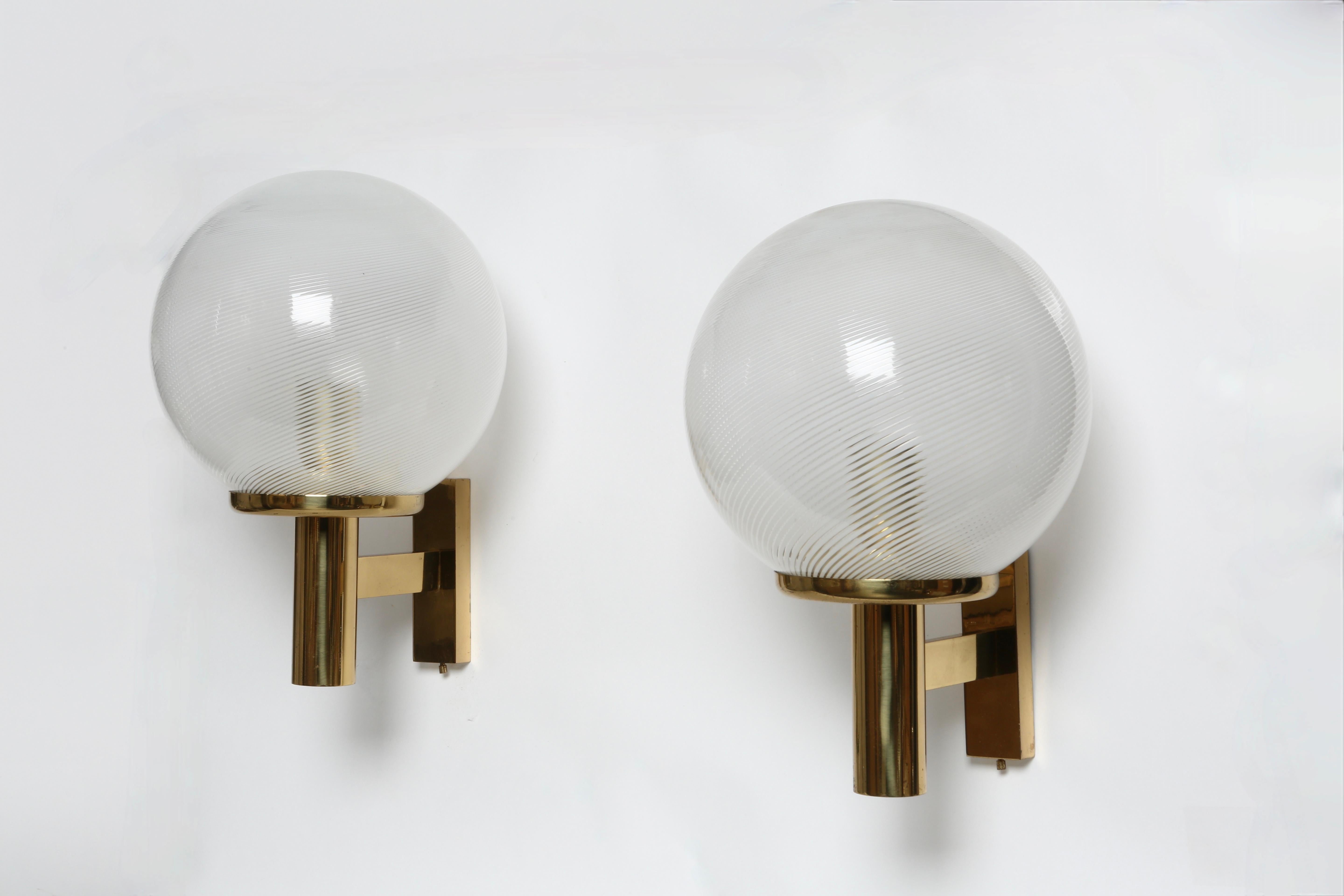 Mid-Century Modern Murano Glass Sconces by Venini, a Pair Attributed For Sale
