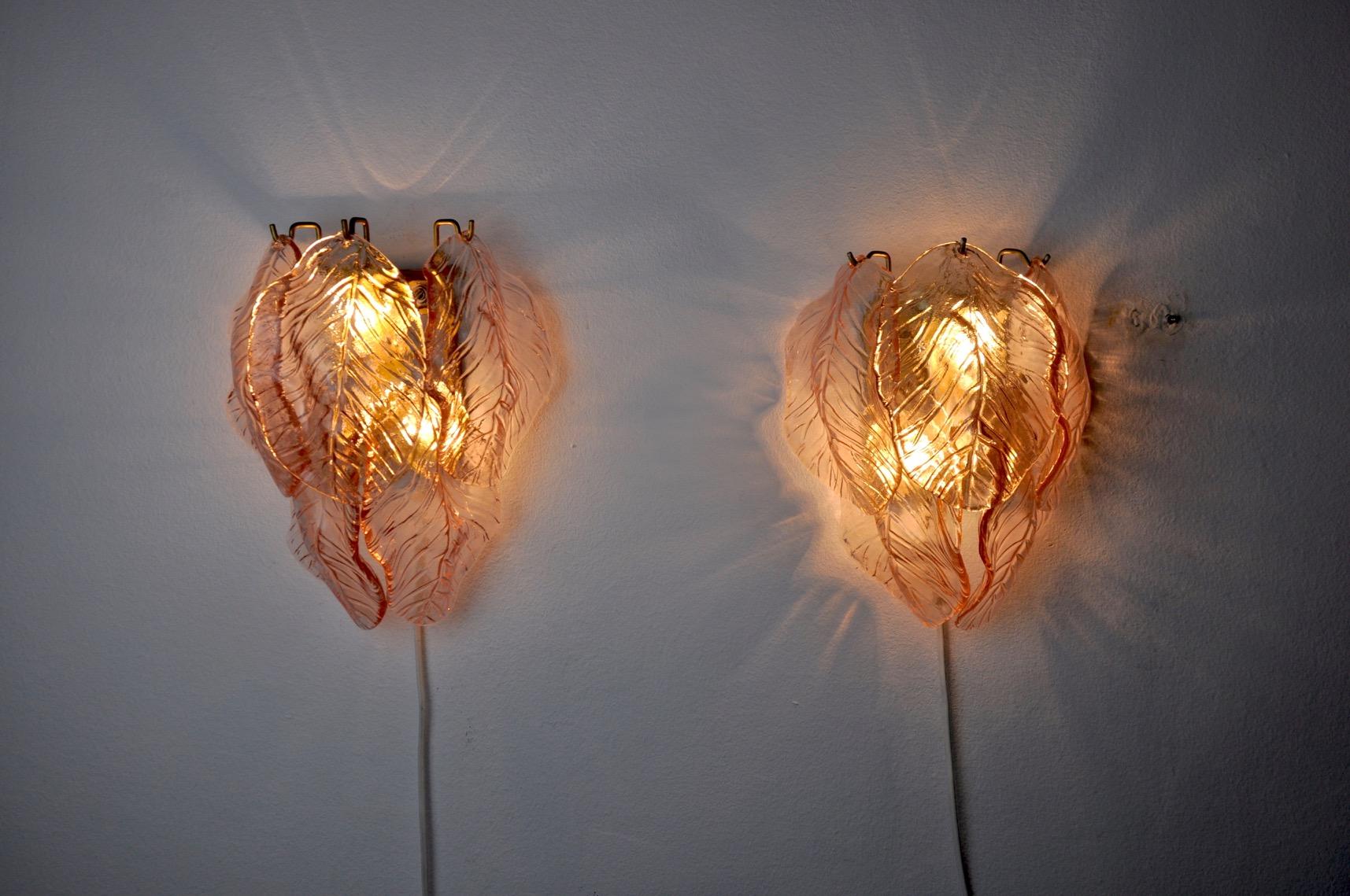 Crystal Murano Glass Sconces from Mazzega, Italy, 1970s, Set of 2