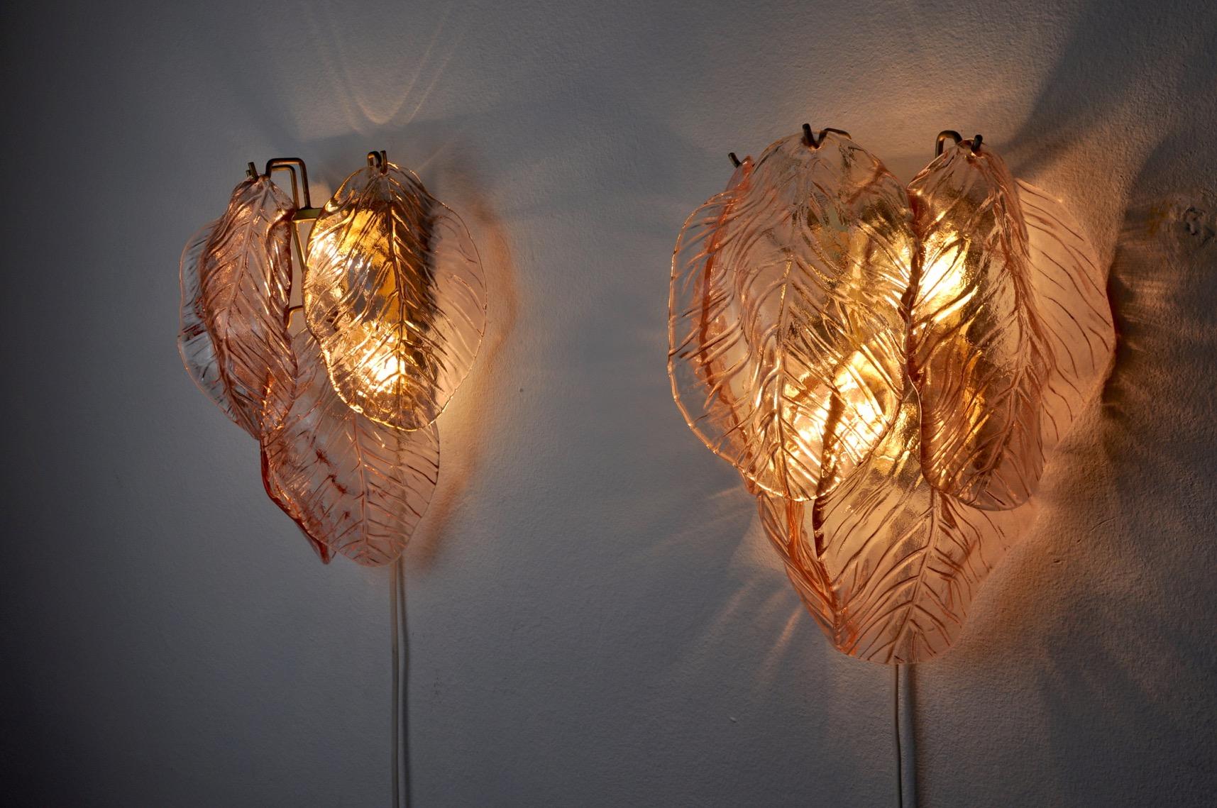 Murano Glass Sconces from Mazzega, Italy, 1970s, Set of 2 1