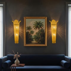 Murano Glass Sconces in Sculptural Leaf Form, 21th Century