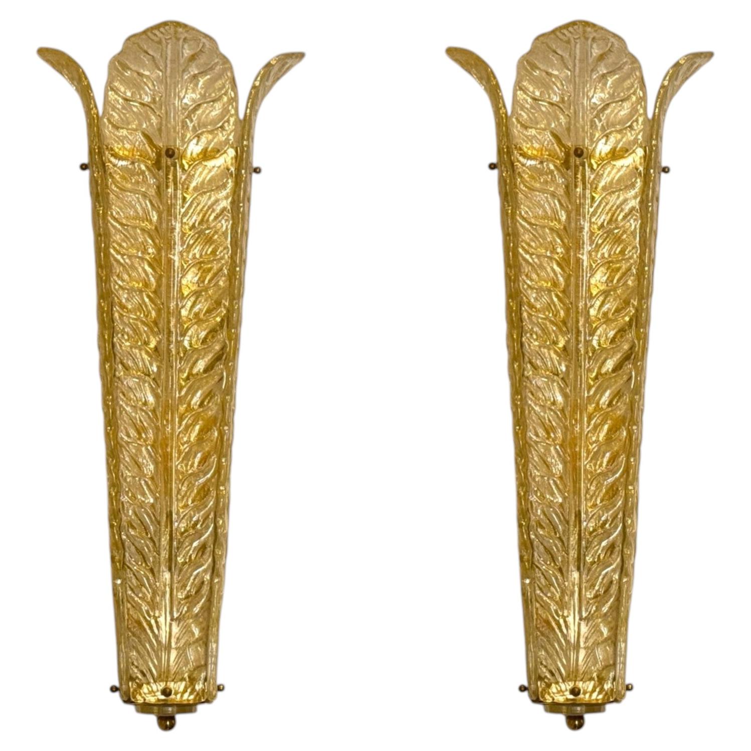 Appliques en verre de Murano en forme de feuilles sculpturales, 21e siècle en vente