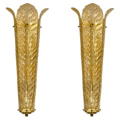 Murano Glass Sconces in Sculptural Leaf Form, 21th Century
