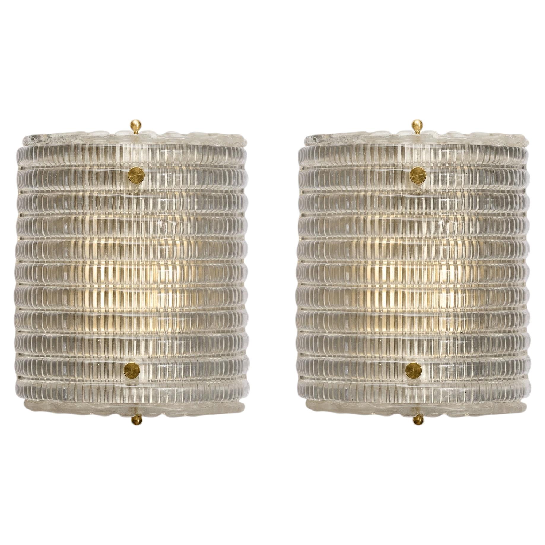 Murano Glass Sconces with Brass Structure, Modern Design, Italy, New For Sale