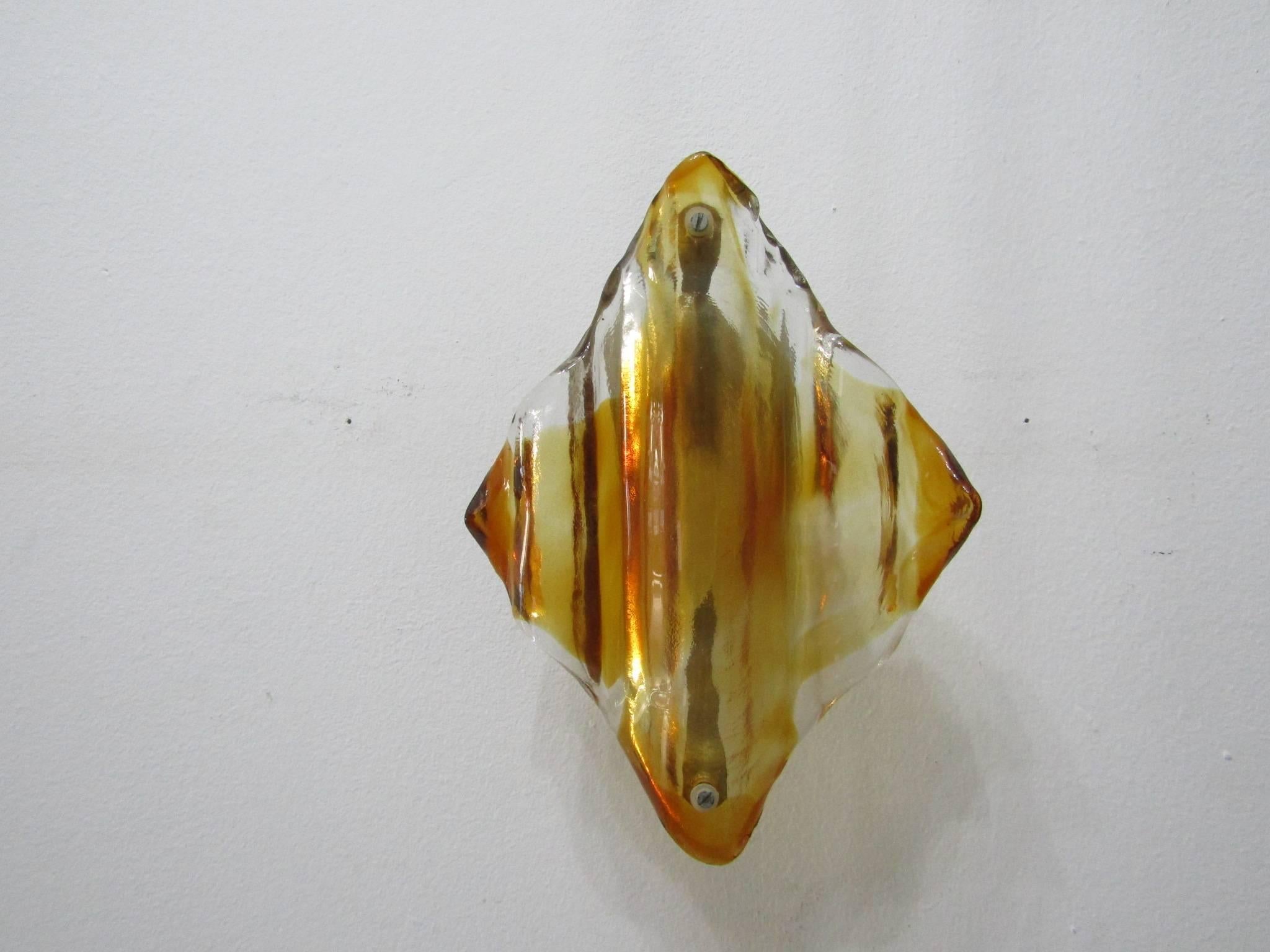 Late 20th Century Murano Glass Sculptural Vintage Wall Sconce by Mazzega