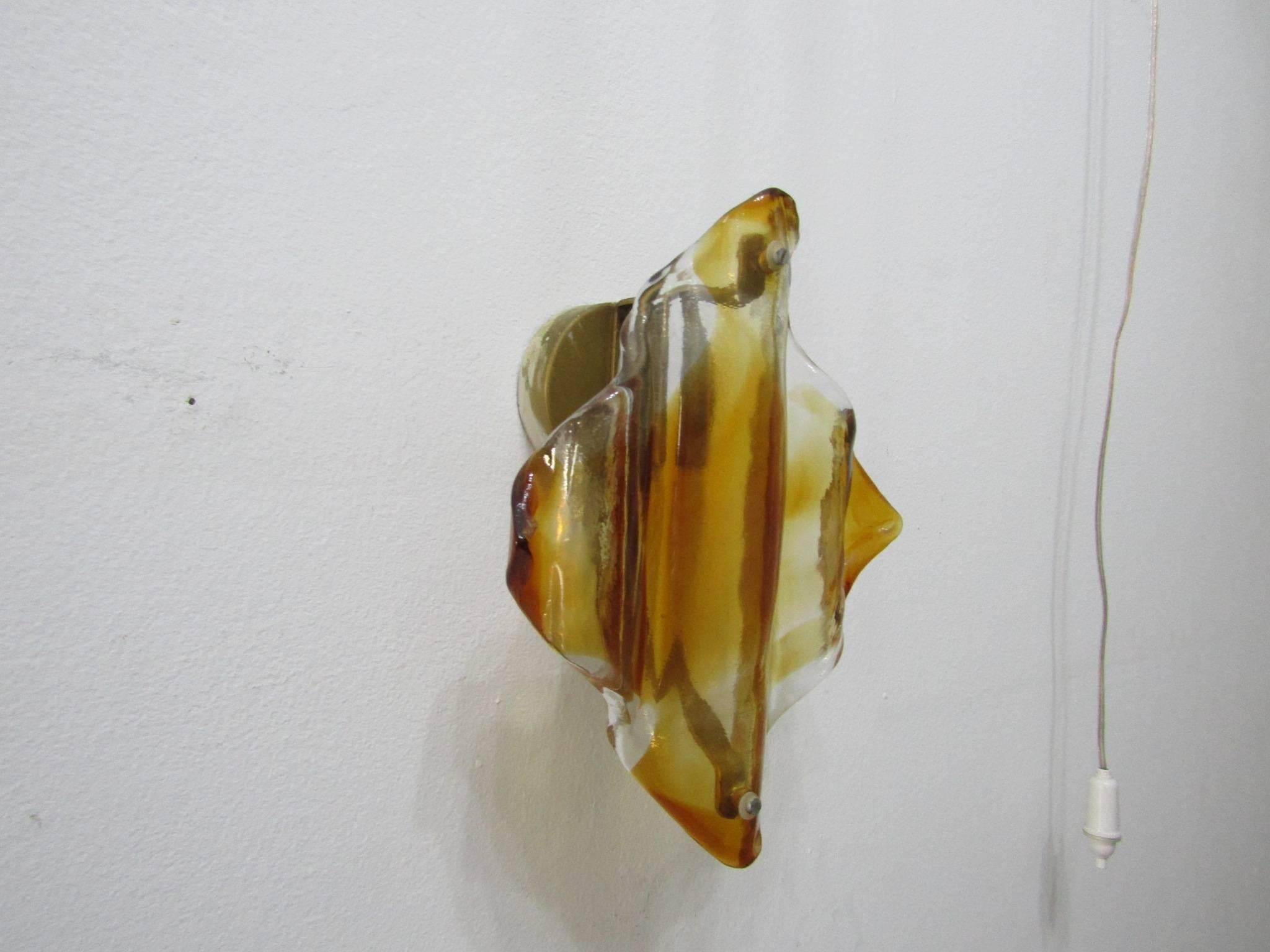 Murano Glass Sculptural Vintage Wall Sconce by Mazzega 2