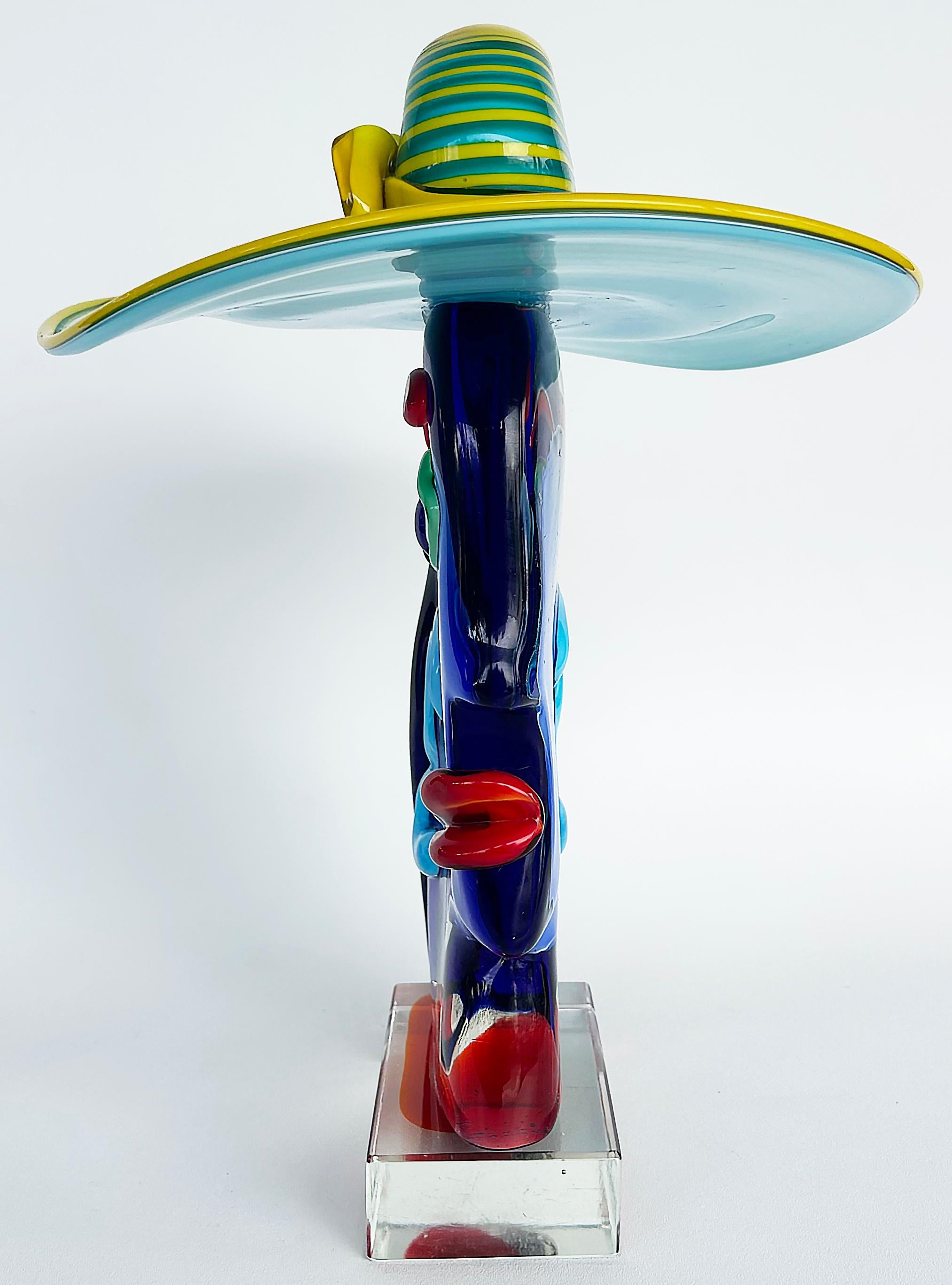 Italian Murano Glass Sculpture After Picasso by Renato Anatra, Signed c1980 For Sale