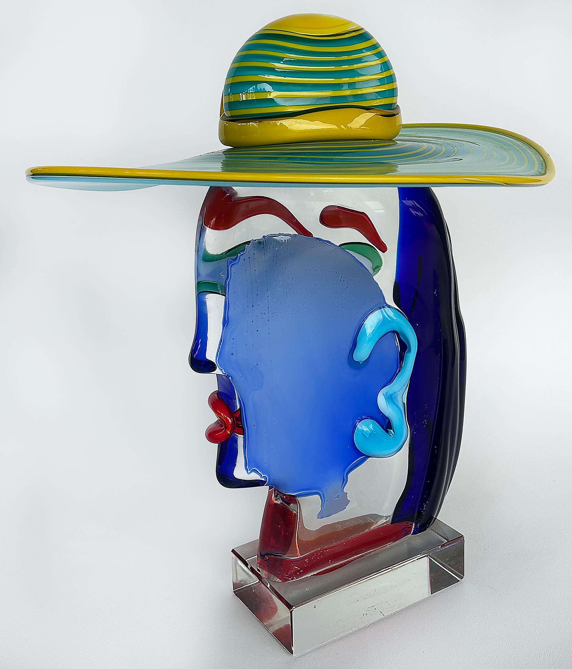 Murano Glass Sculpture After Picasso by Renato Anatra, Signed c1980 In Good Condition For Sale In Miami, FL