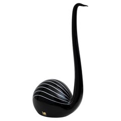 Murano glass sculpture "Black Swan", designed by Livio Seguso. Italy, 1980s