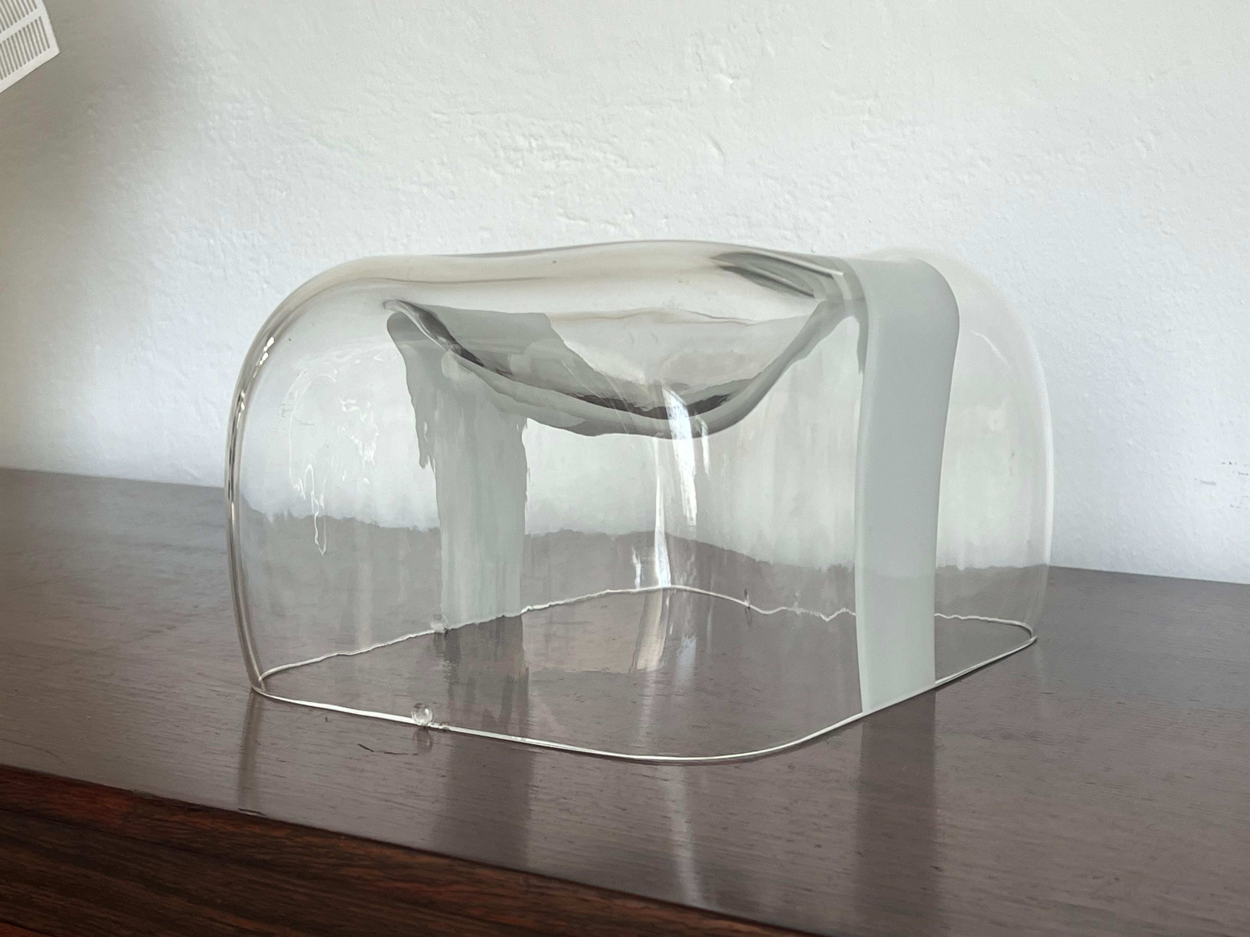 Coupe sculpture en verre Murano par Carlo Nason pour Mazzega Murano 1970 verre clair en vente 4