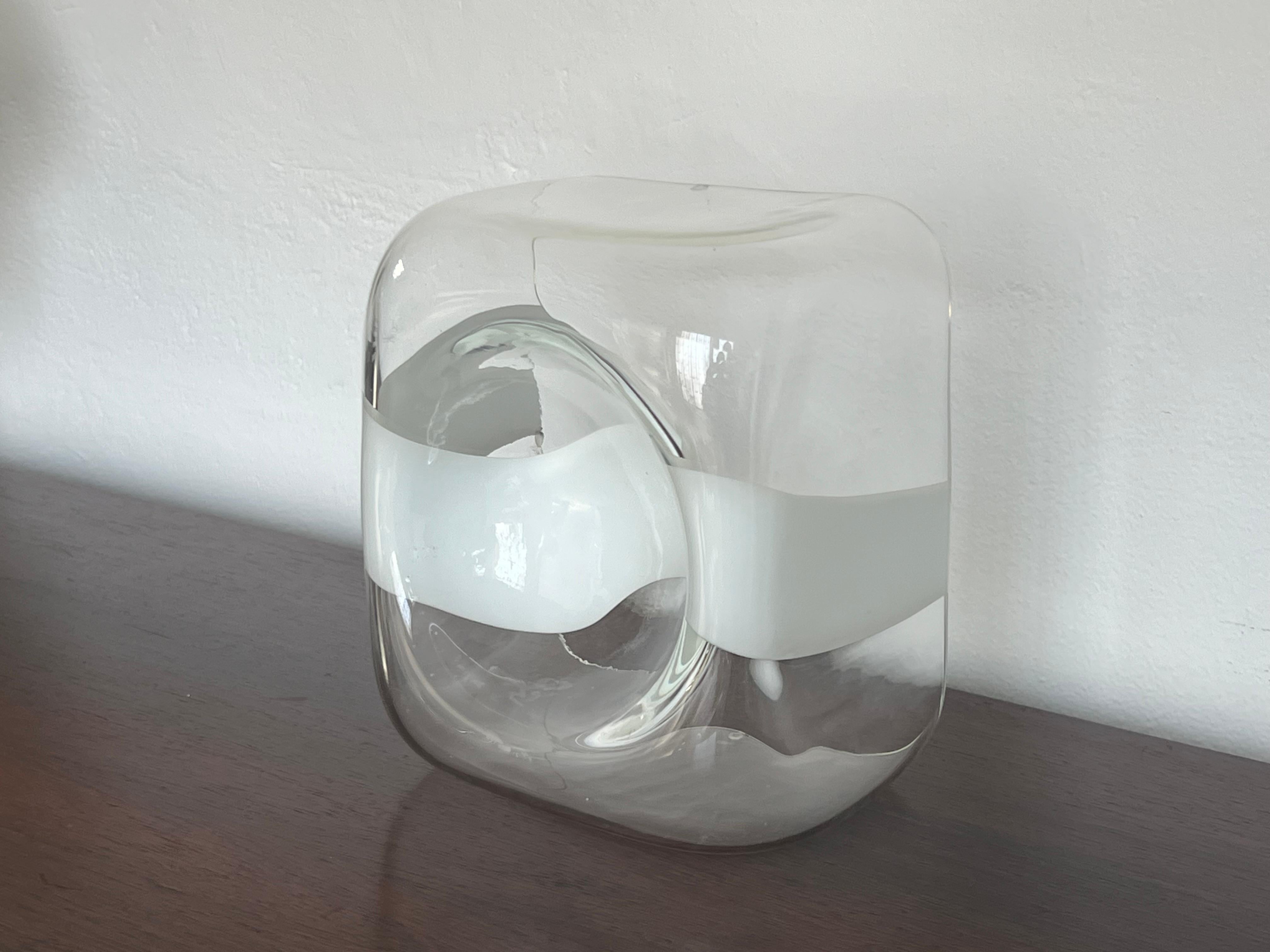 Coupe sculpture en verre Murano par Carlo Nason pour Mazzega Murano 1970 verre clair en vente 7