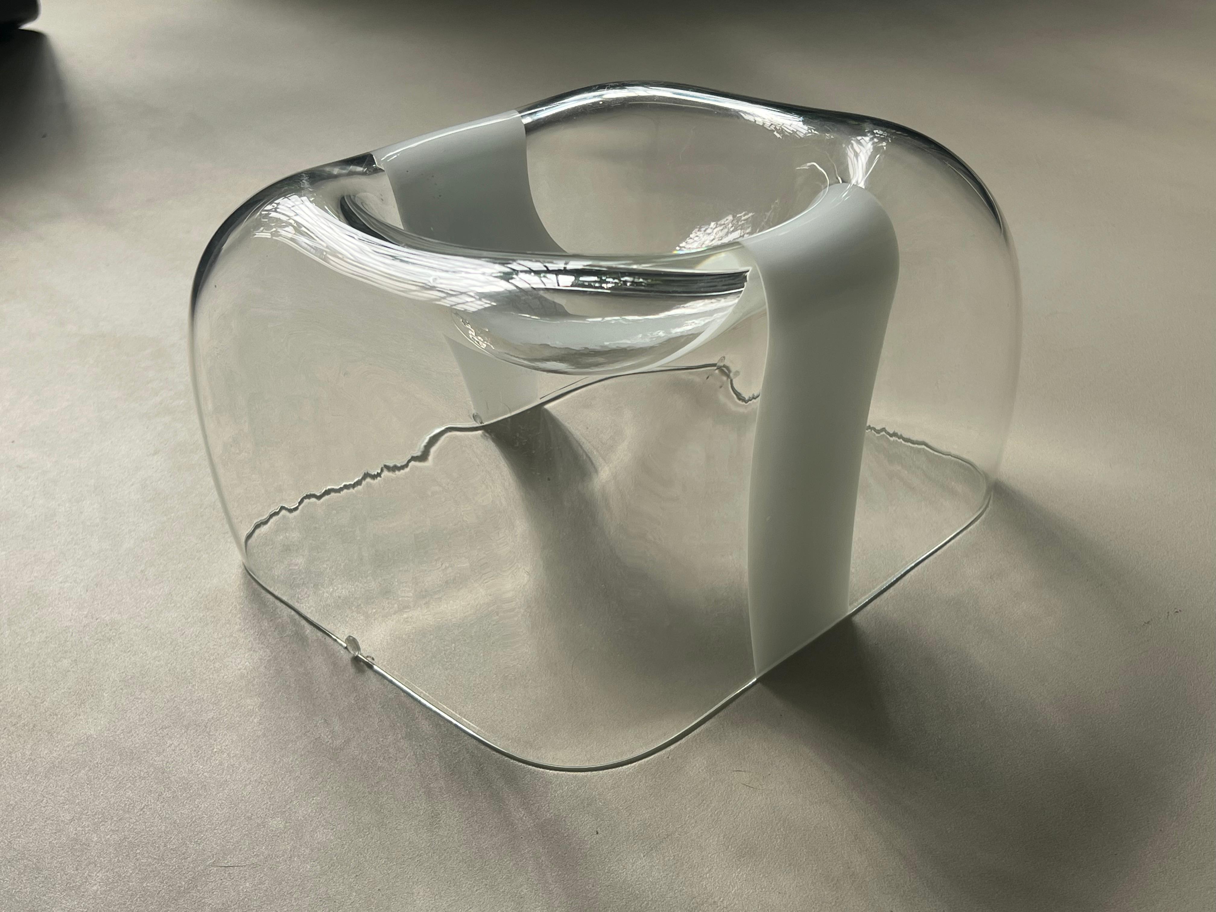 Coupe sculpture en verre Murano par Carlo Nason pour Mazzega Murano 1970 verre clair en vente 12