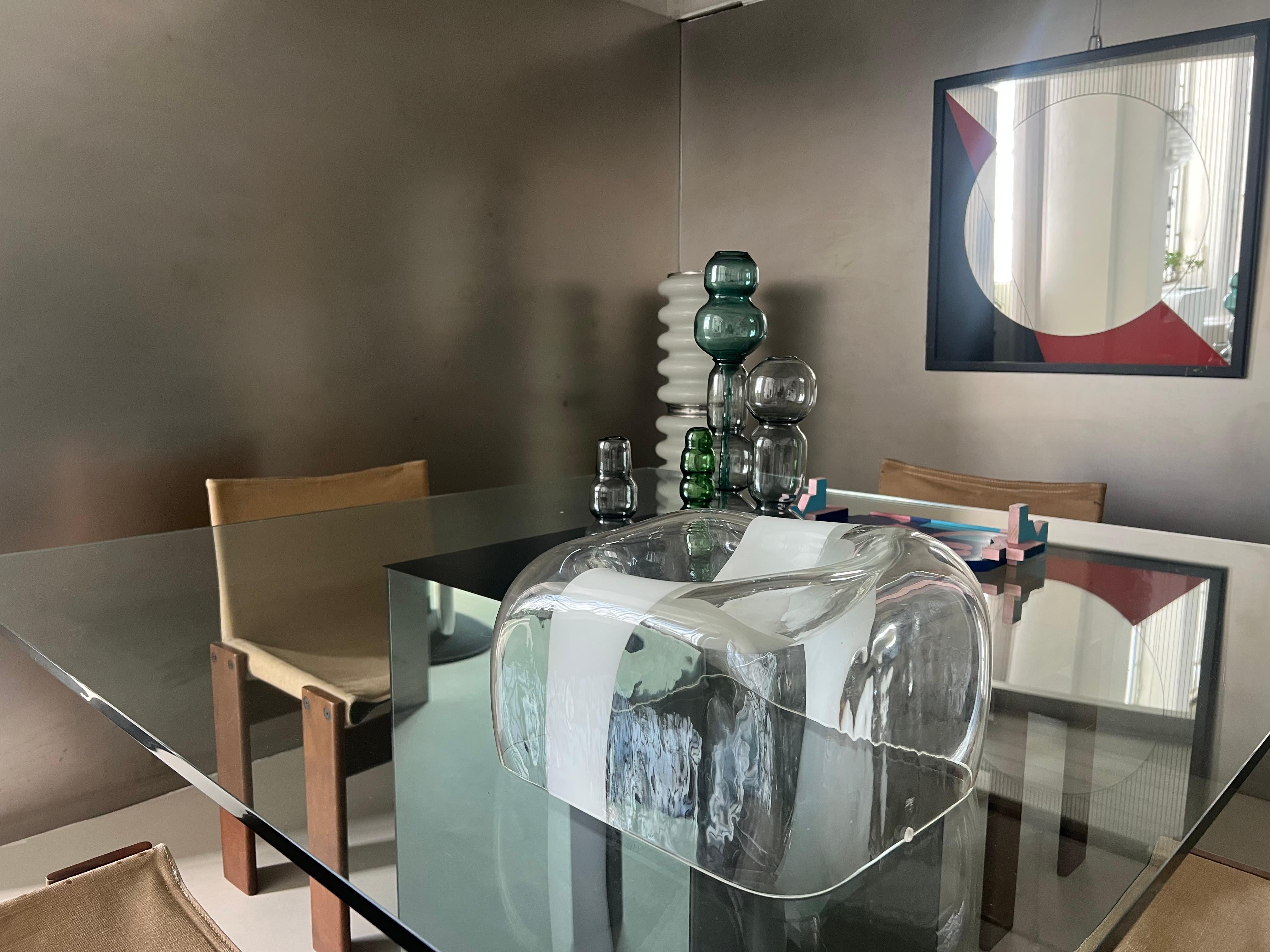 italien Coupe sculpture en verre Murano par Carlo Nason pour Mazzega Murano 1970 verre clair en vente