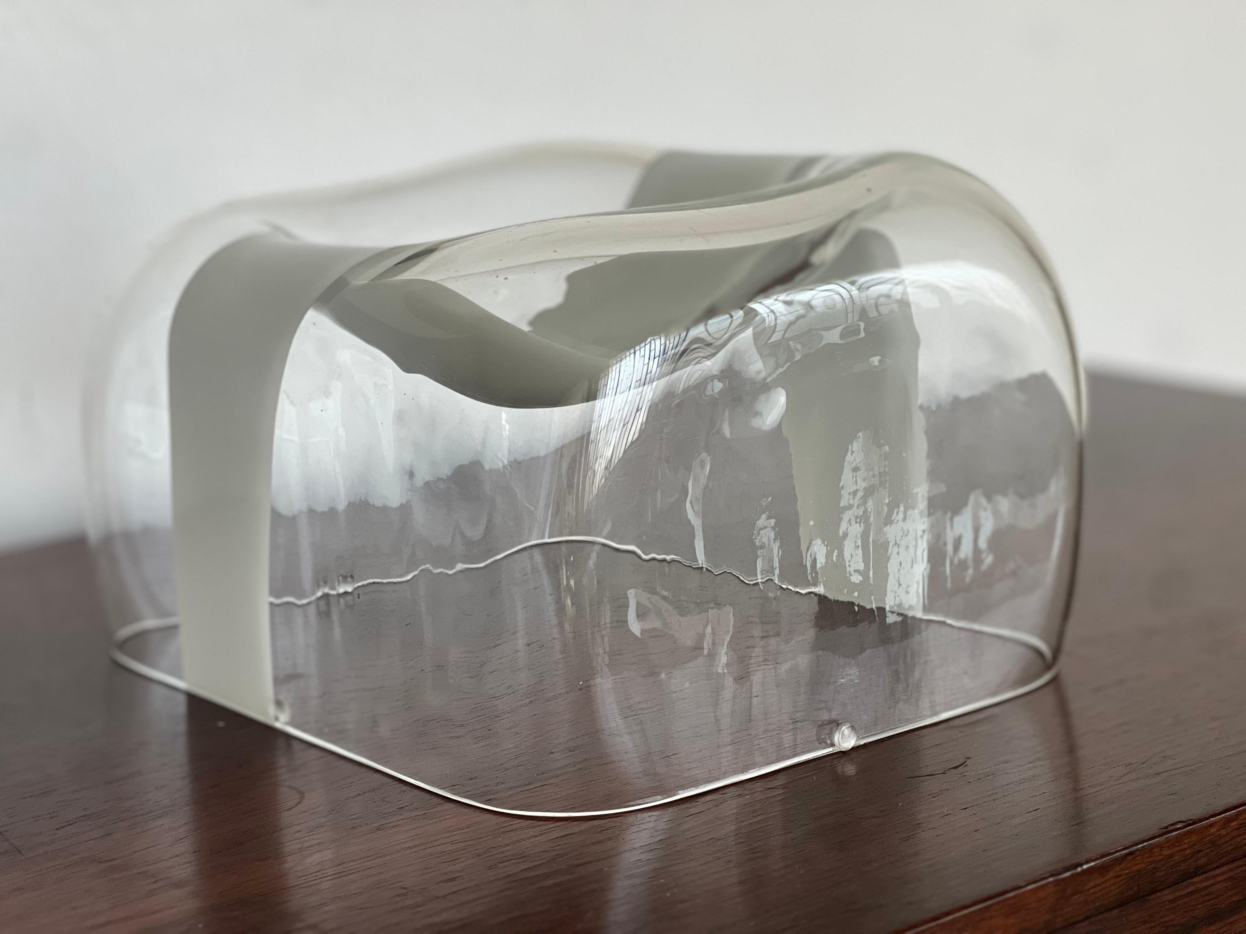 Coupe sculpture en verre Murano par Carlo Nason pour Mazzega Murano 1970 verre clair en vente 1