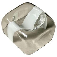 Murano glass sculpture bowl by Carlo Nason for Mazzega 1970s clear glass