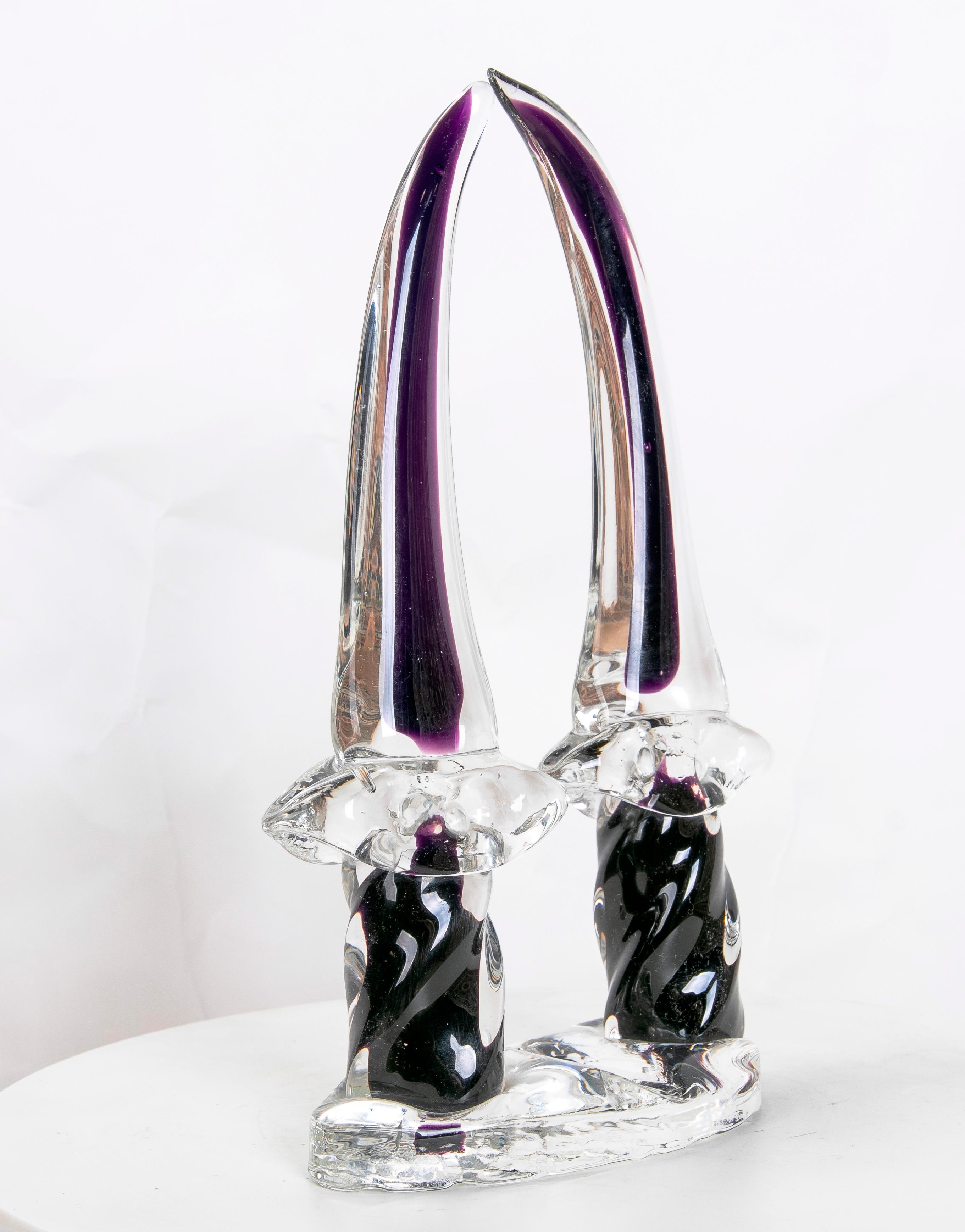 Murano Glass Sculpture in Two Colours of Arabian Swords In Good Condition For Sale In Marbella, ES