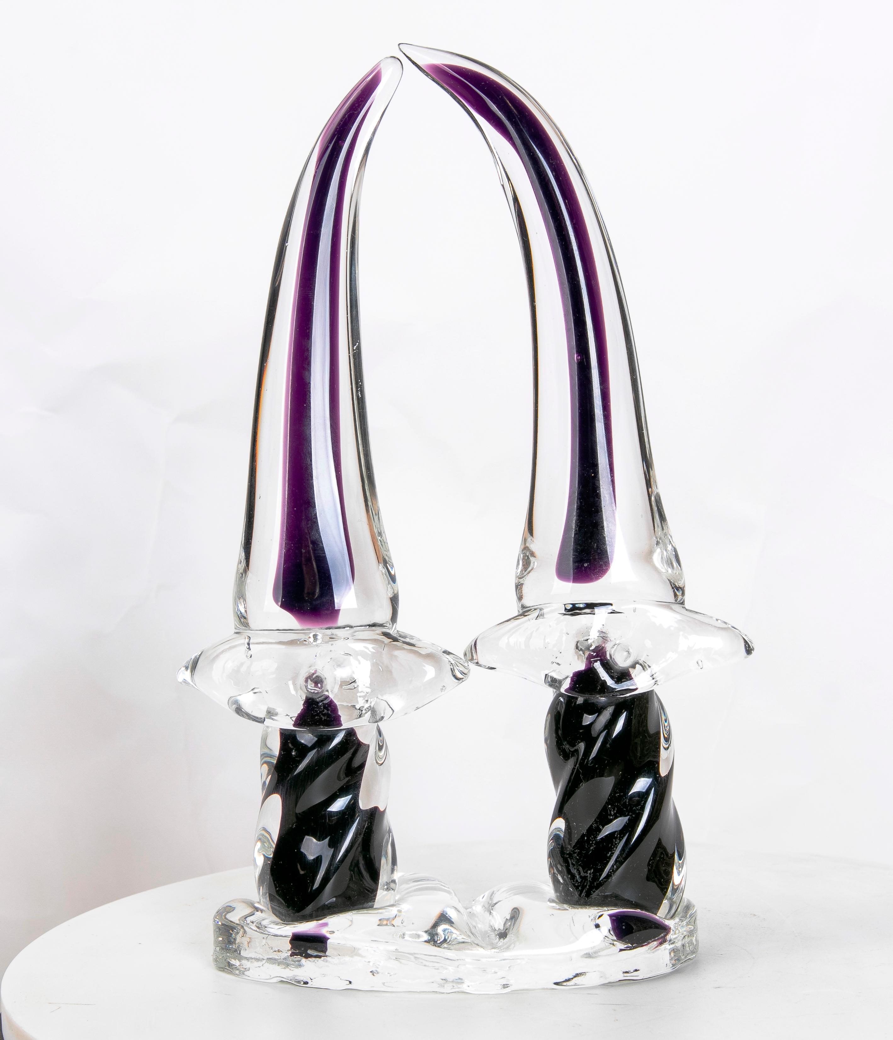 20th Century Murano Glass Sculpture in Two Colours of Arabian Swords For Sale