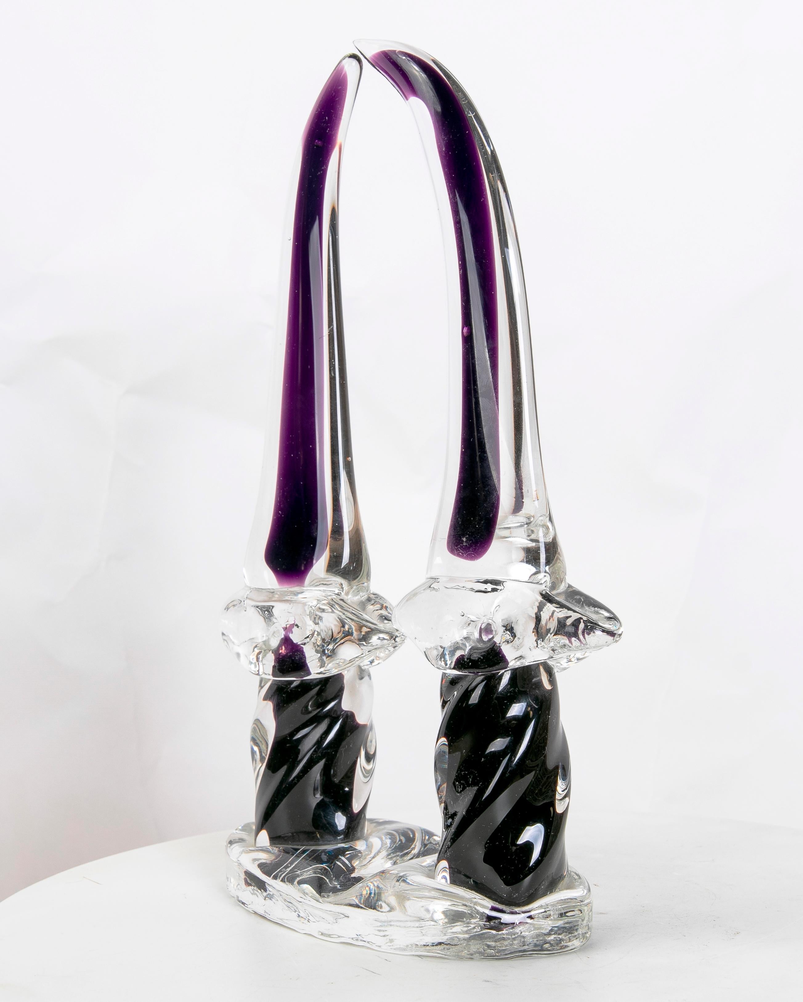 Murano Glass Sculpture in Two Colours of Arabian Swords For Sale 1