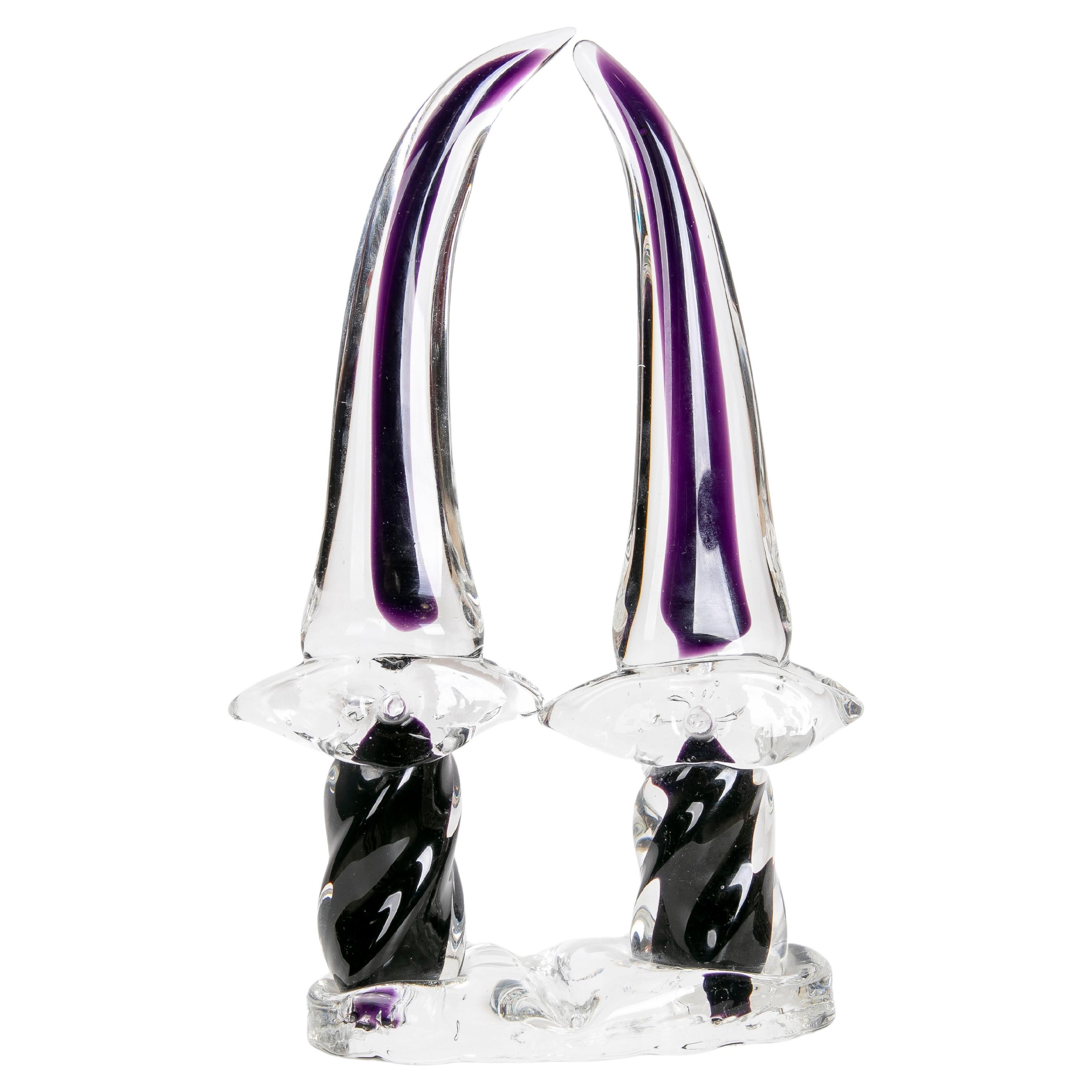 Murano Glass Sculpture in Two Colours of Arabian Swords For Sale