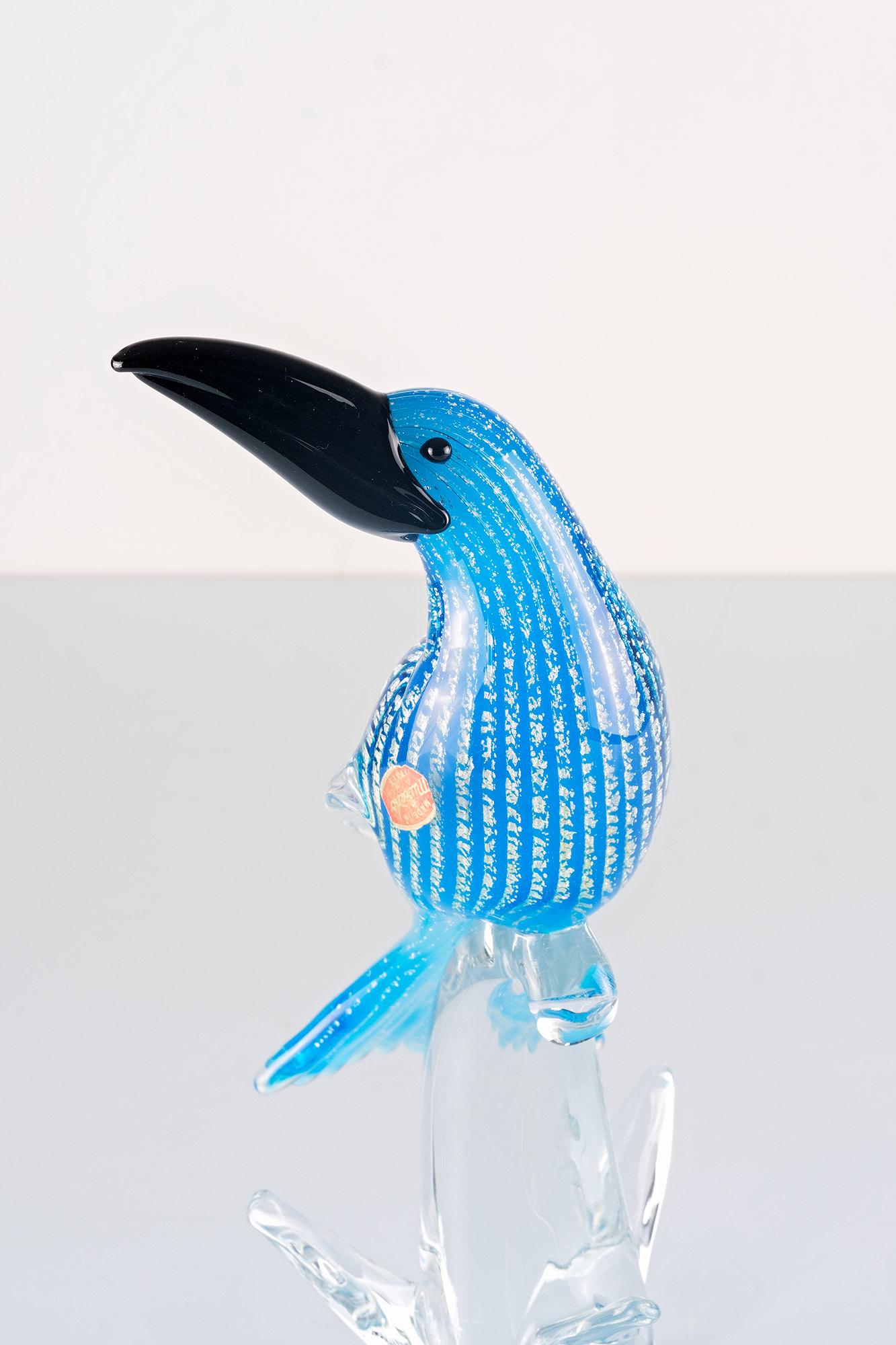 Italian Murano Glass Sculpture of a Bird from Formia Murano, Italy, 1970s For Sale