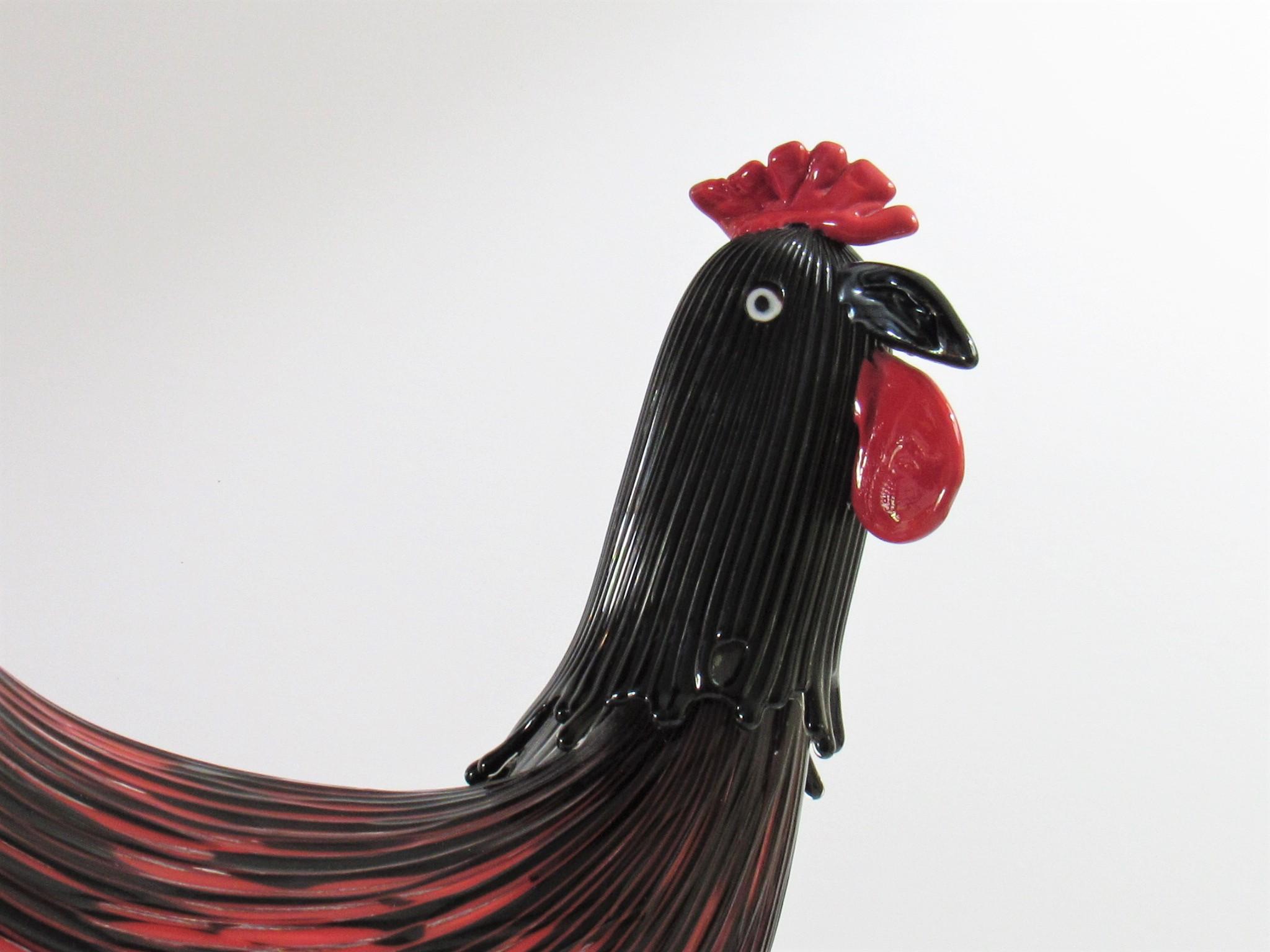 20th Century Toni Zuccheri for Venini Murano Glass Sculpture of a Rooster, Signed, 1979